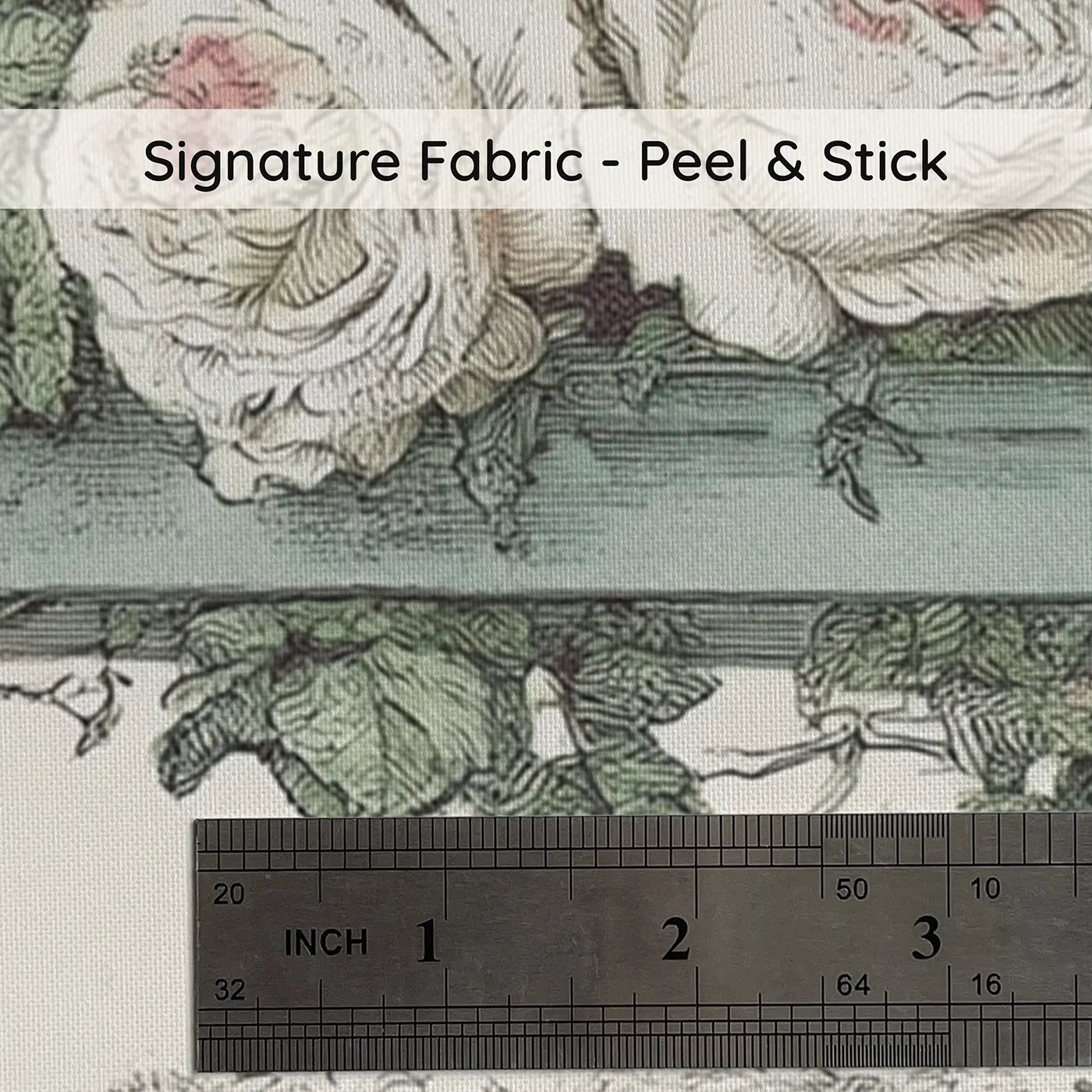 Fabric texture close-up of Cottage Garden Rose Arch Wainscoting Wallpaper by Whimsy Tots
