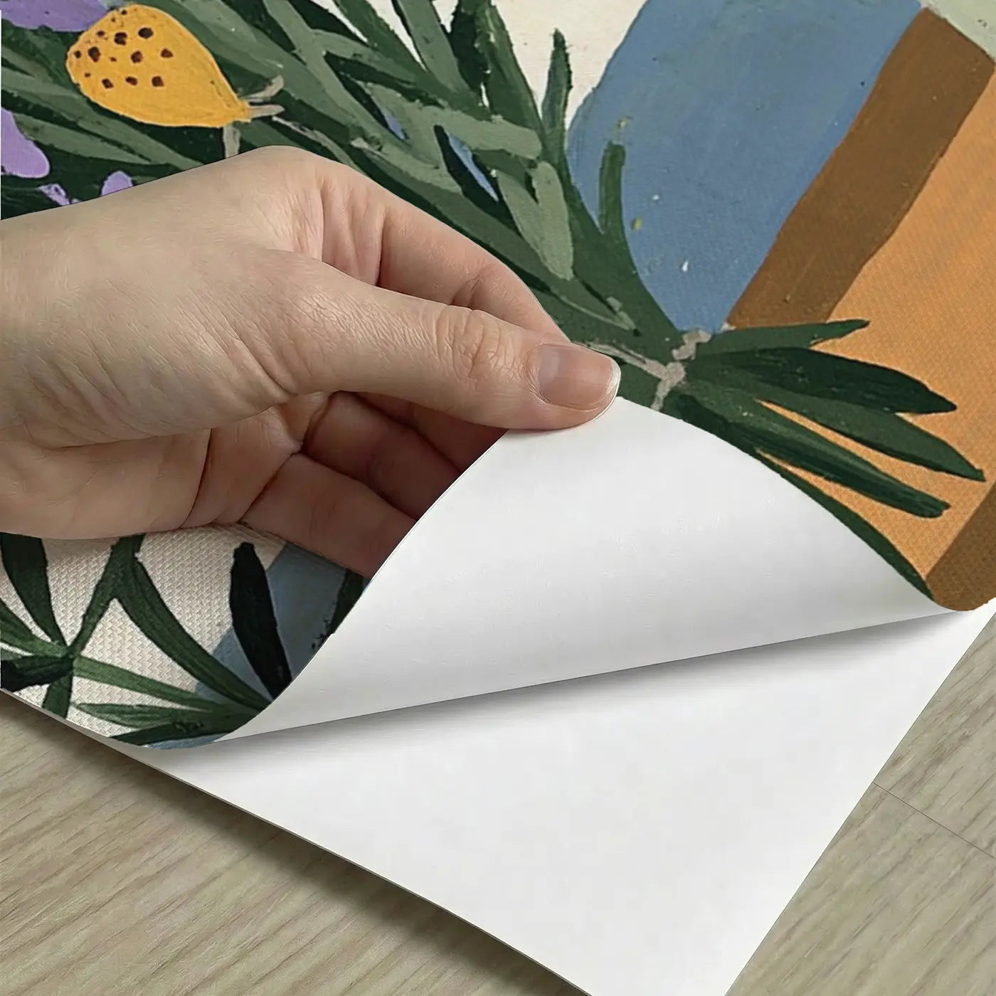 Peel-and-stick detail of Graphic Herb Drying Rack Wainscoting Wallpaper by Whimsy Tots