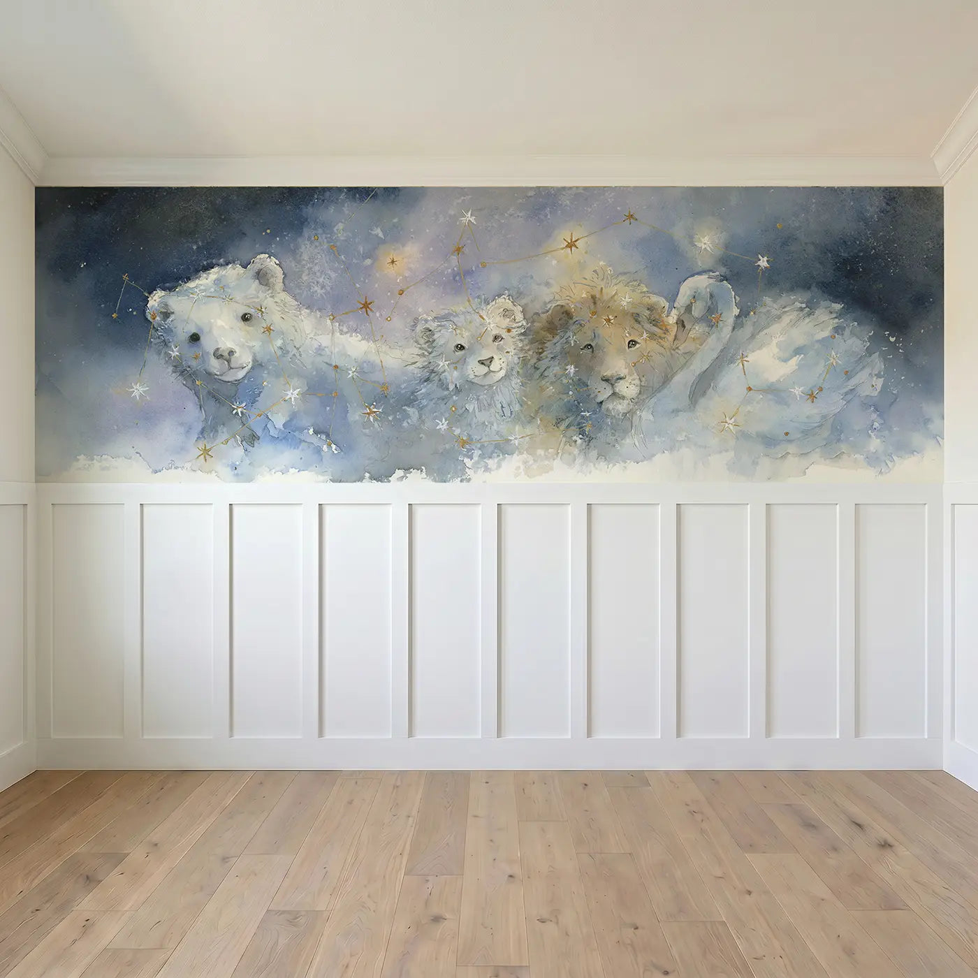 Full panel view of Constellation Map Celestial Wainscoting Wallpaper by Whimsy Tots