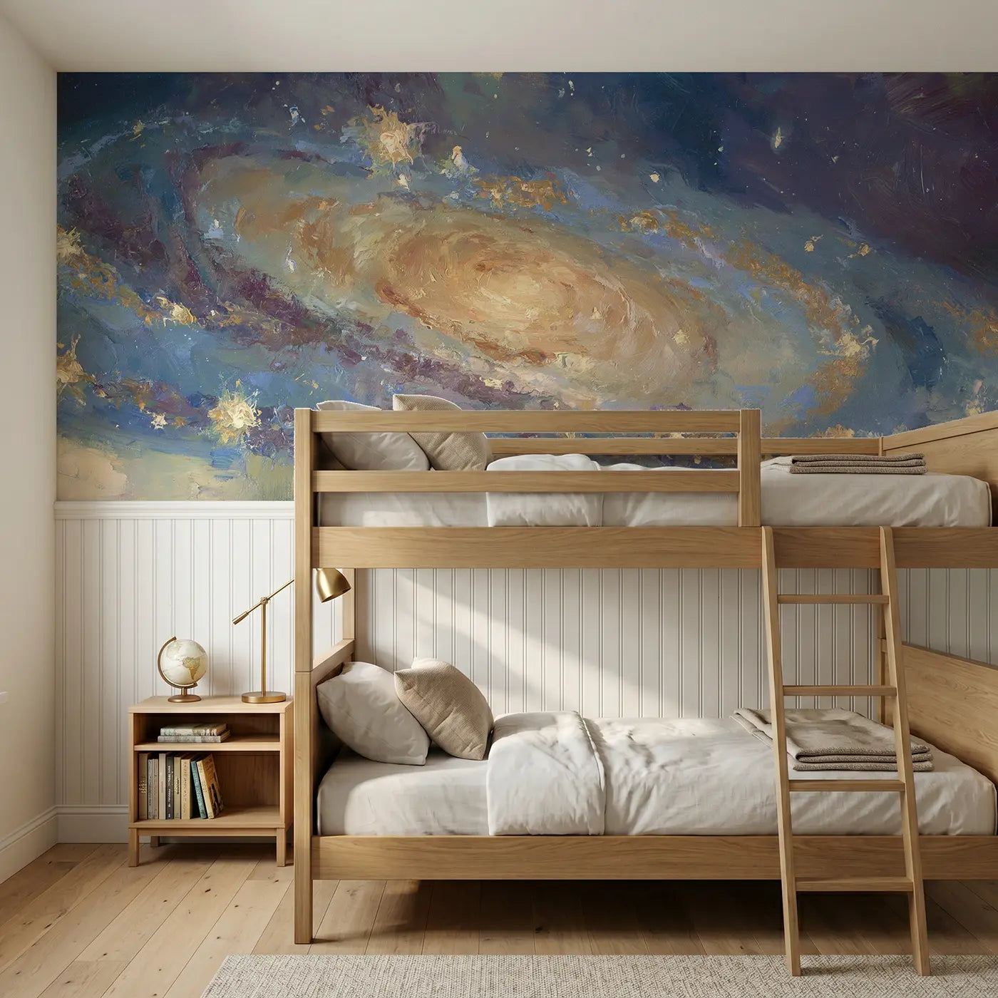 Painted Landscape galaxy spiral deep space wainscoting wallpaper for bedroom by Whimsy Tots