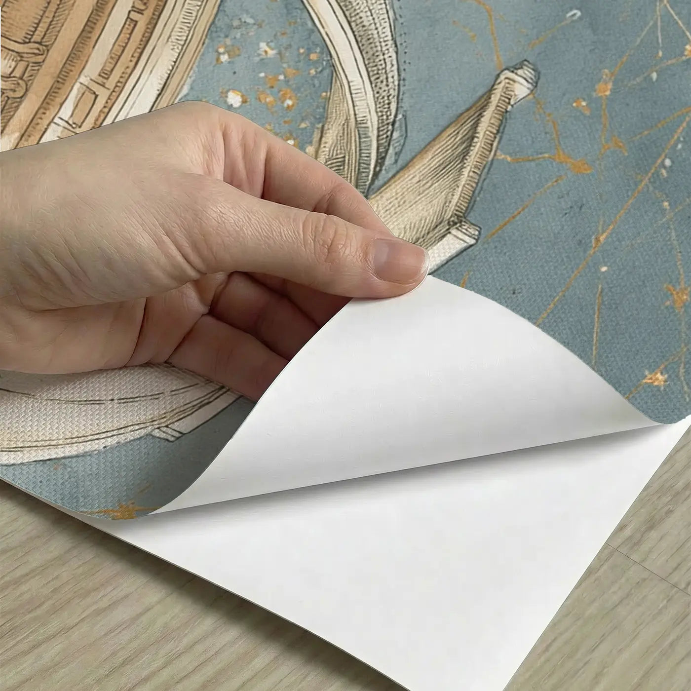 Peel-and-stick detail of Observatory Hilltop Star Wainscoting Wallpaper by Whimsy Tots