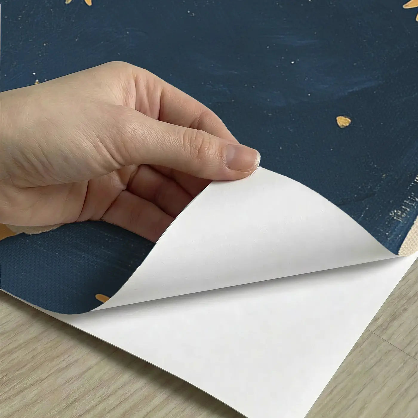 Peel-and-stick detail of Bold Constellation Connect Wainscoting Wallpaper by Whimsy Tots