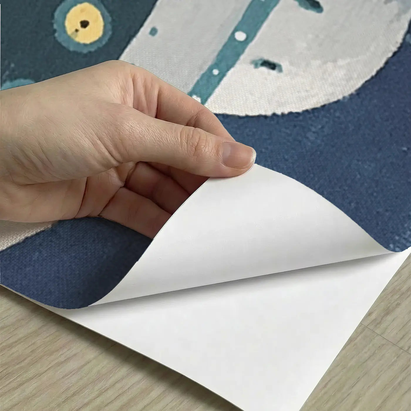 Peel-and-stick detail of Flat UFO Friendly Visit Wainscoting Wallpaper by Whimsy Tots