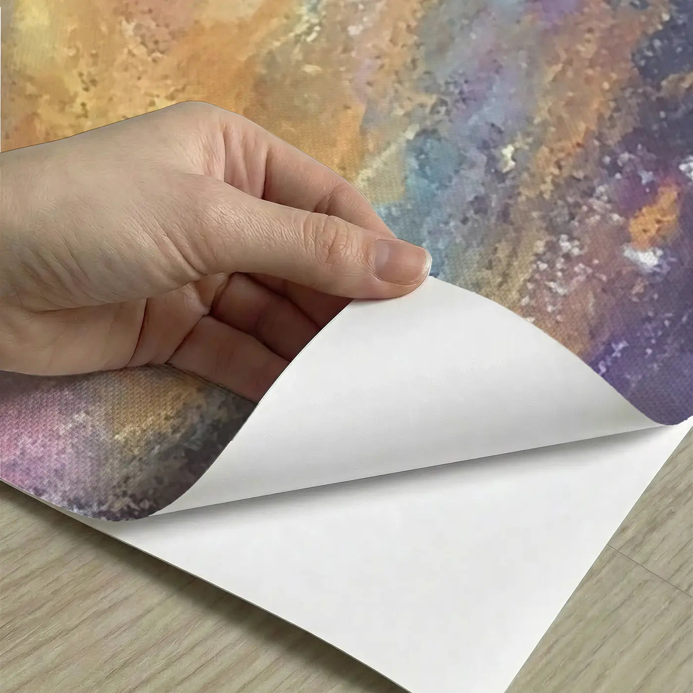 Peel-and-stick detail of Chalk Galaxy Swirl Dreamy Wainscoting Wallpaper by Whimsy Tots