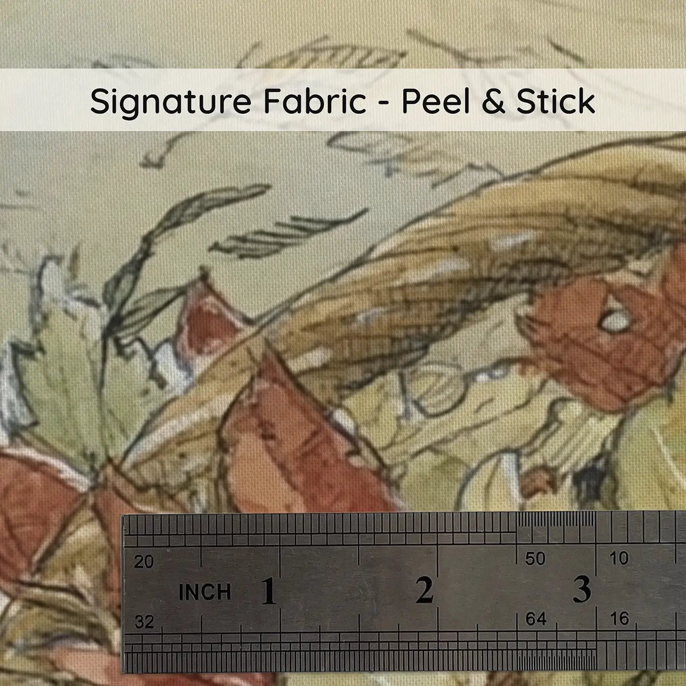 Fabric texture close-up of Fox Autumn Leaf Gathering Wainscoting Wallpaper by Whimsy Tots