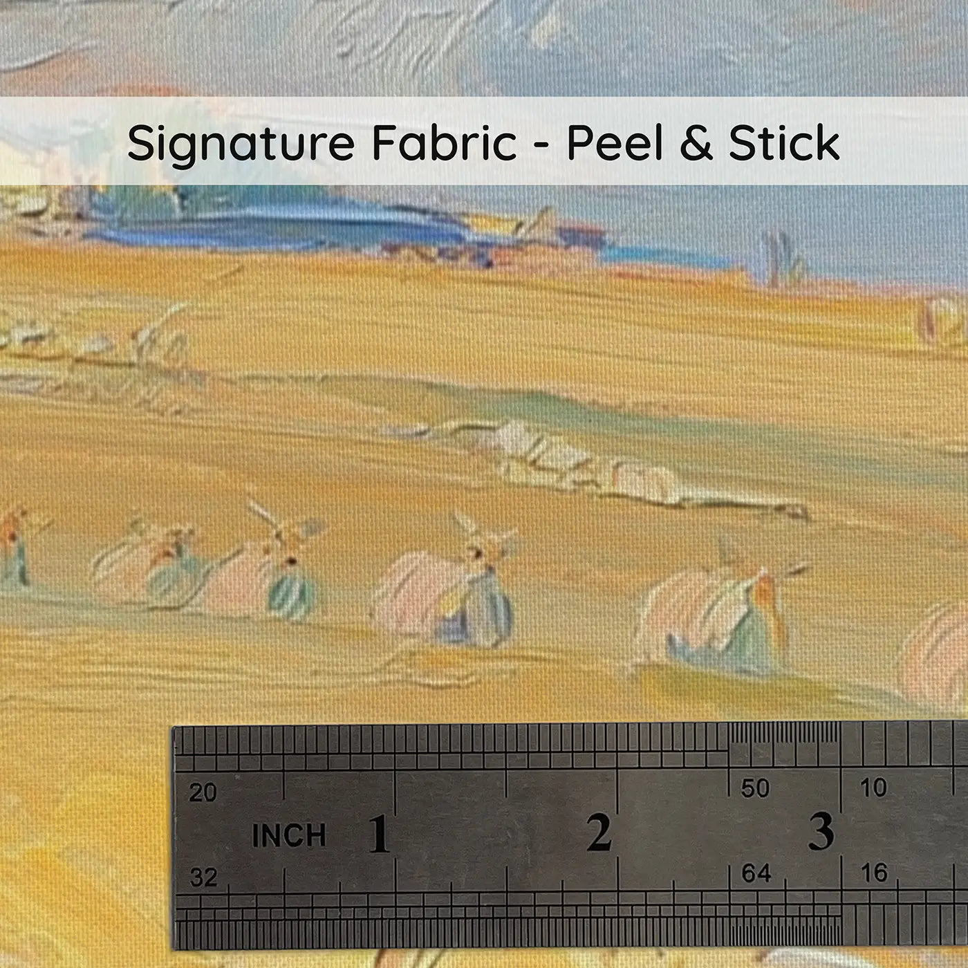 Fabric texture close-up of Summer Wheat Field Golden Wainscoting Wallpaper by Whimsy Tots