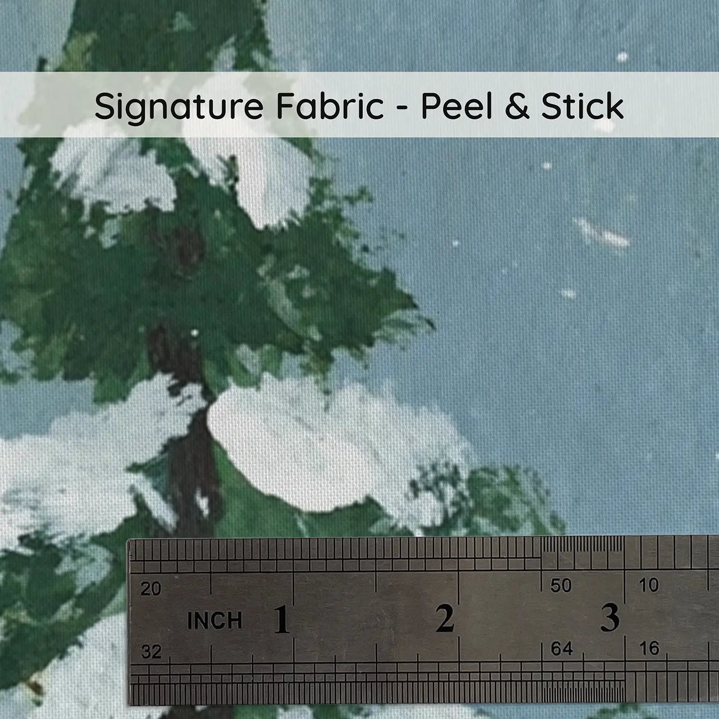 Fabric texture close-up of Flat Snowfall Pine Graphic Wainscoting Wallpaper by Whimsy Tots
