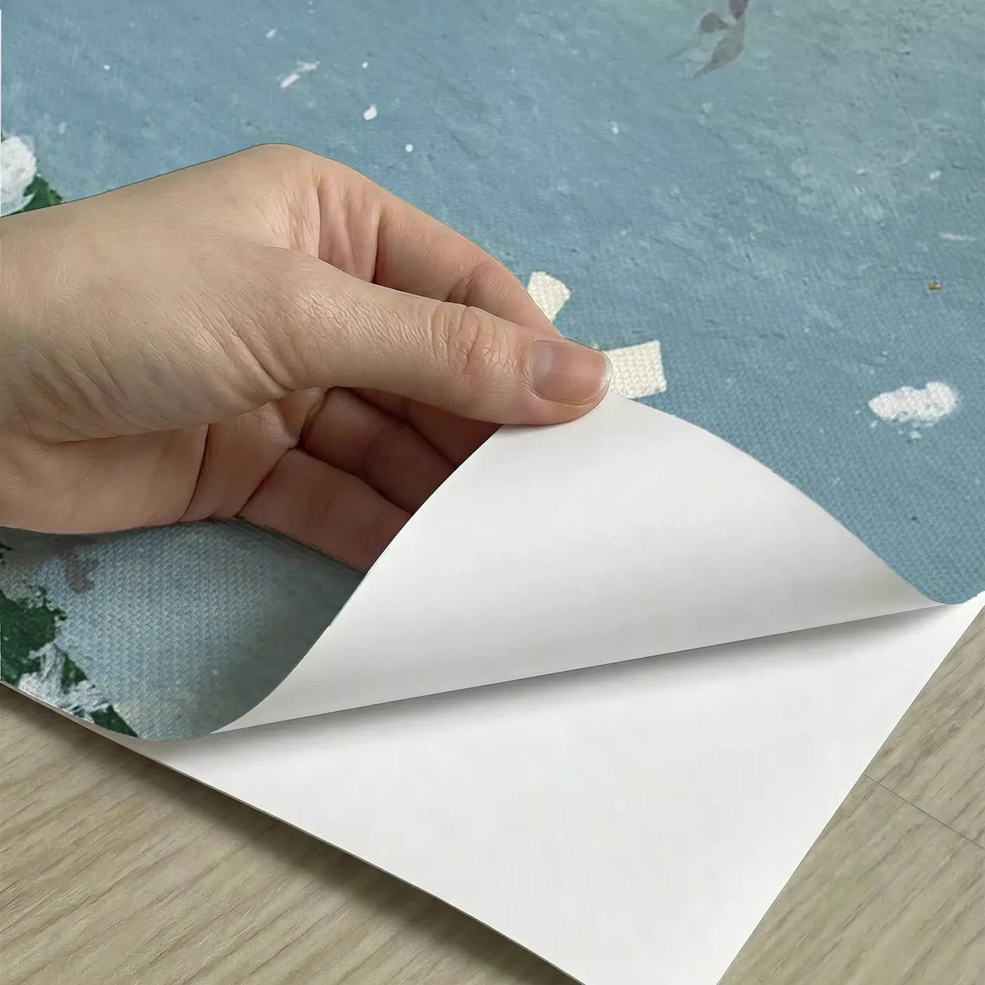 Peel-and-stick detail of Flat Snowfall Pine Graphic Wainscoting Wallpaper by Whimsy Tots