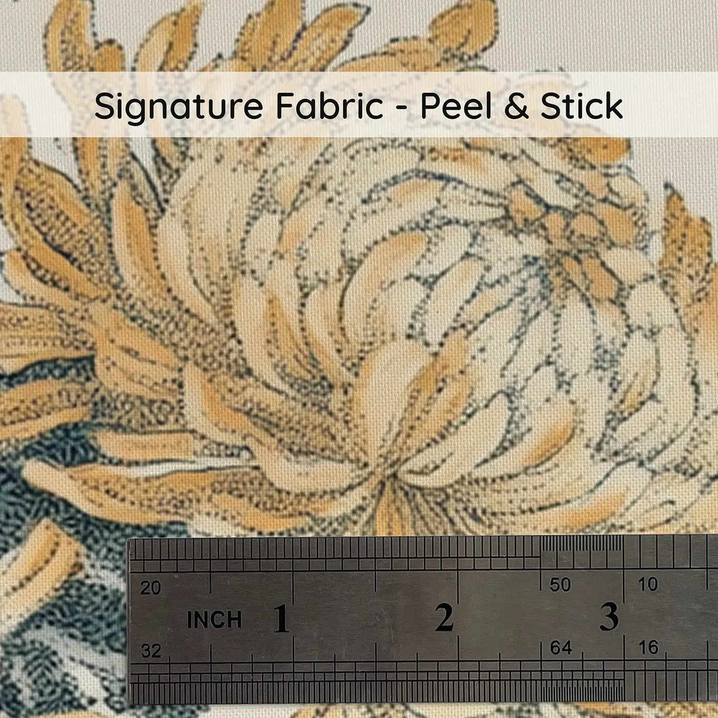 Fabric texture close-up of Autumn Chrysanthemum Moon Wainscoting Wallpaper by Whimsy Tots