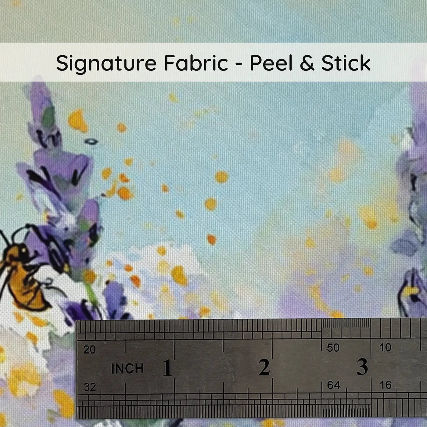 Fabric texture close-up of Honeybee Lavender Field Wainscoting Wallpaper by Whimsy Tots