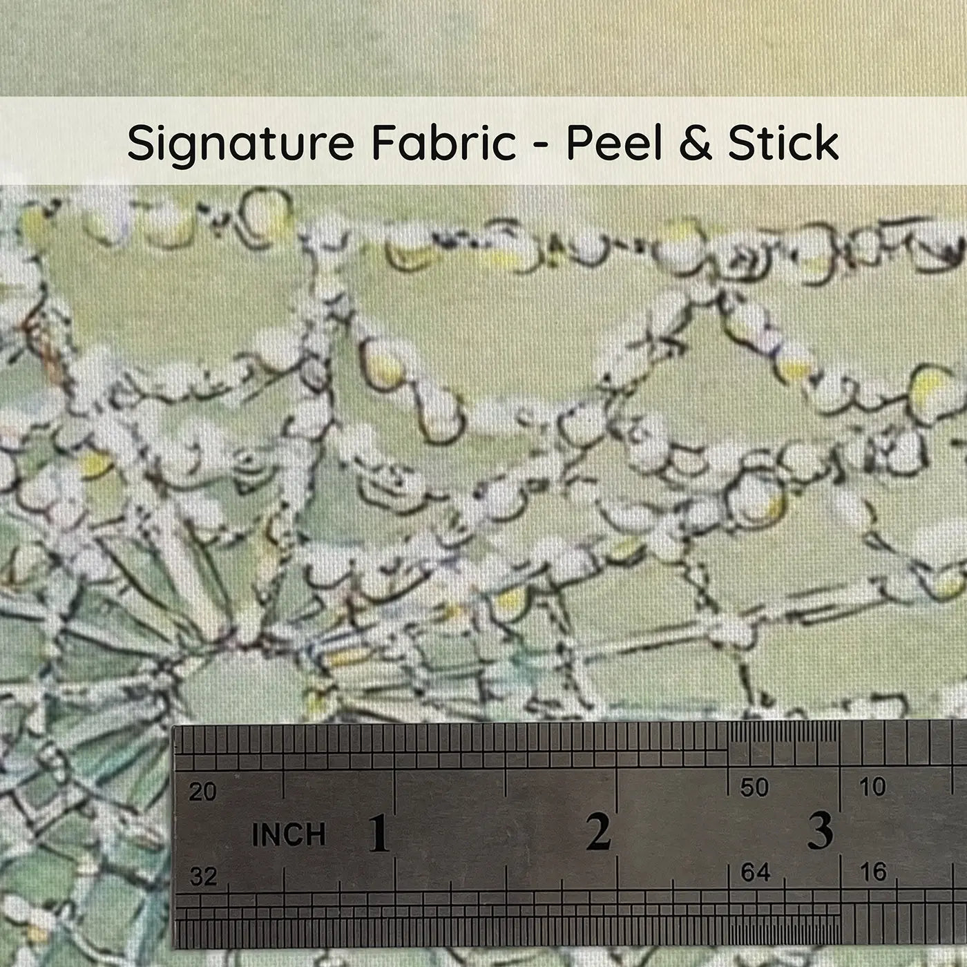 Fabric texture close-up of Spider Web Morning Dew Wainscoting Wallpaper by Whimsy Tots