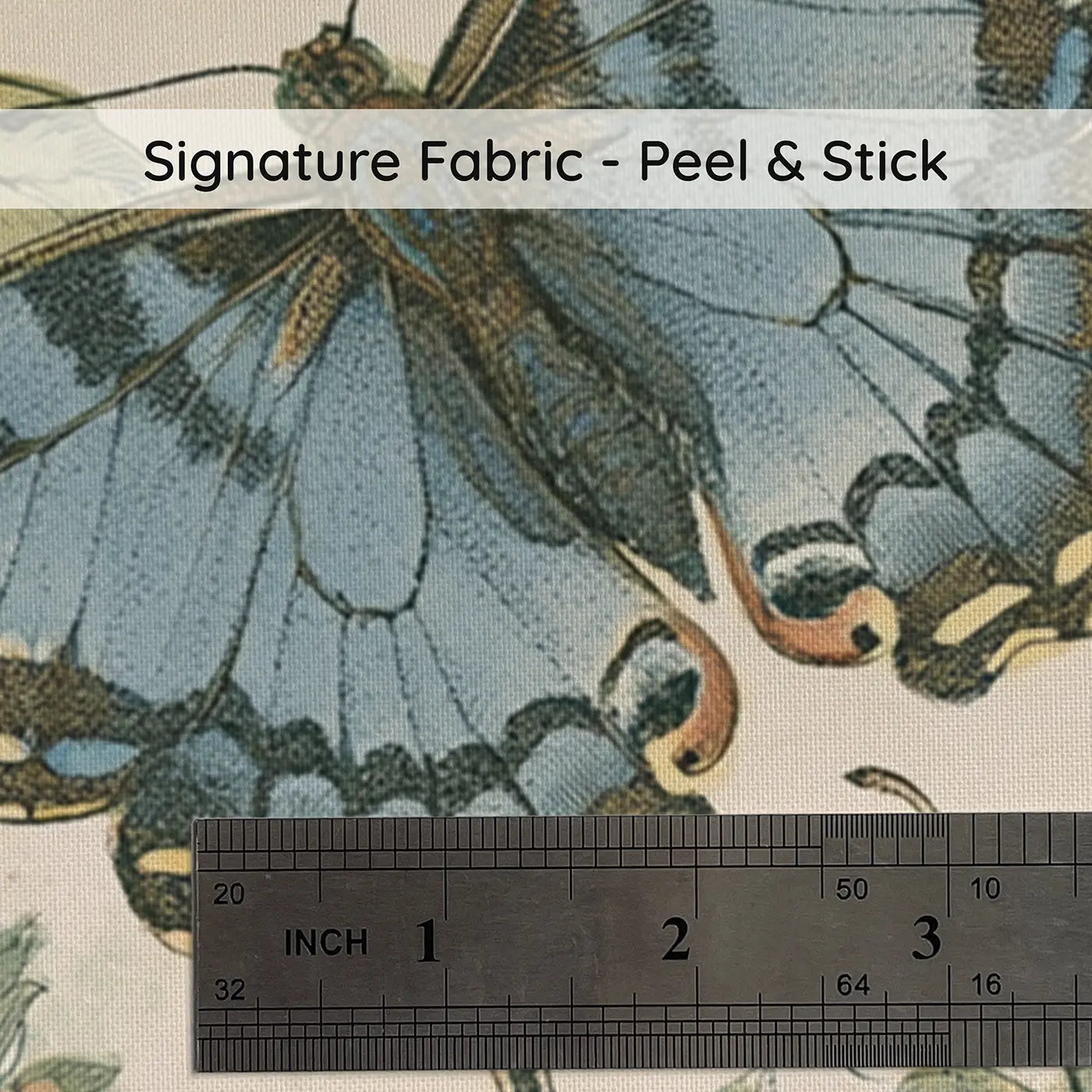 Fabric texture close-up of Butterfly Botanical Specimen Wainscoting Wallpaper by Whimsy Tots
