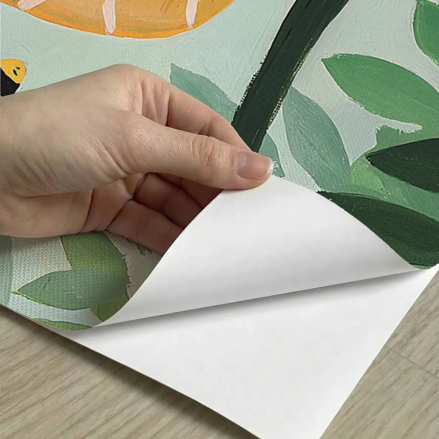Peel-and-stick detail of Graphic Beehive Buzz Wainscoting Wallpaper by Whimsy Tots