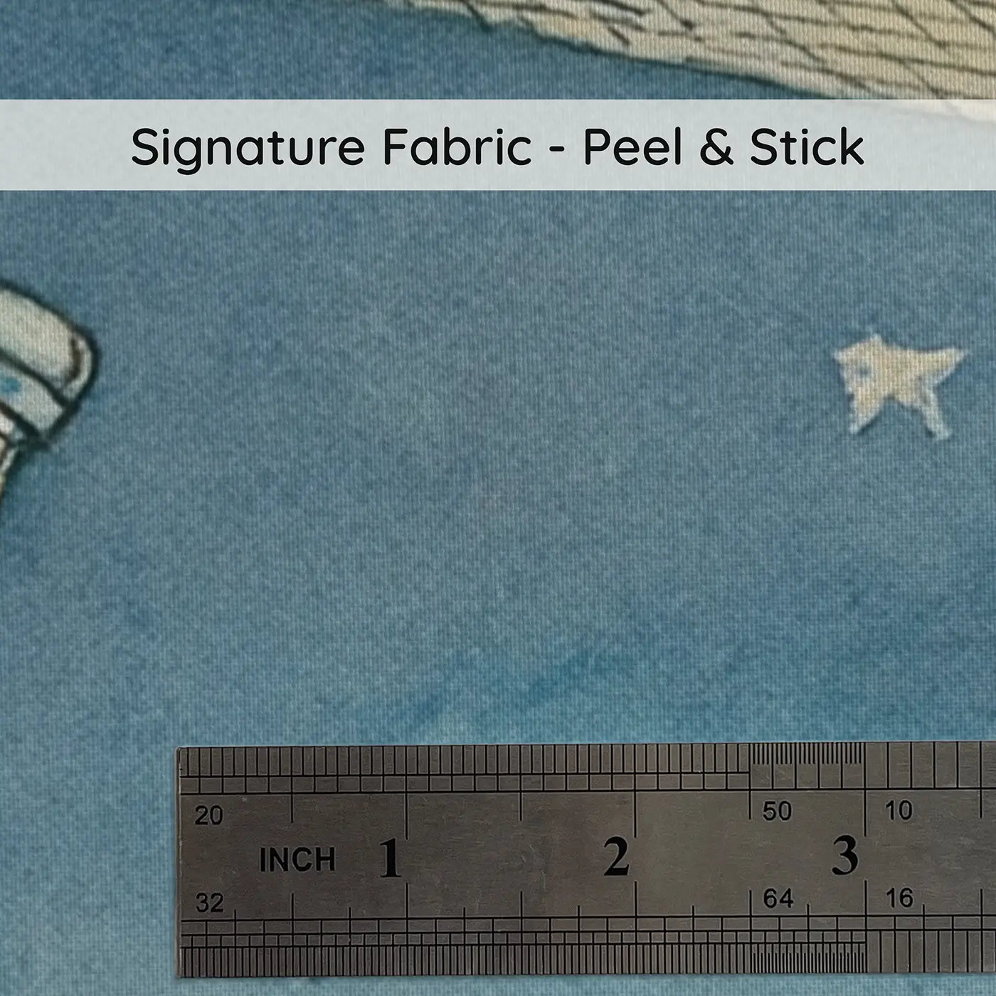 Fabric texture close-up of Lighthouse Keeper Cat Night Wainscoting Wallpaper by Whimsy Tots