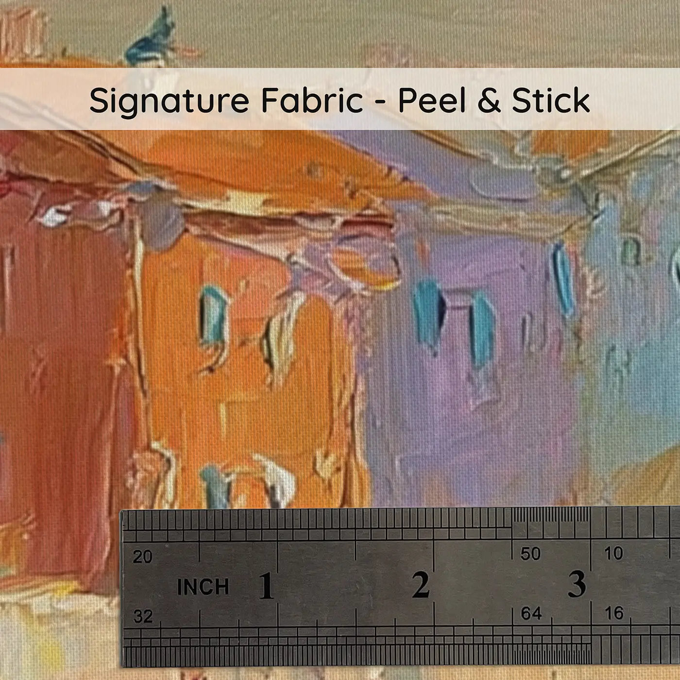 Fabric texture close-up of Coastal Village Morning Oil Wainscoting Wallpaper by Whimsy Tots