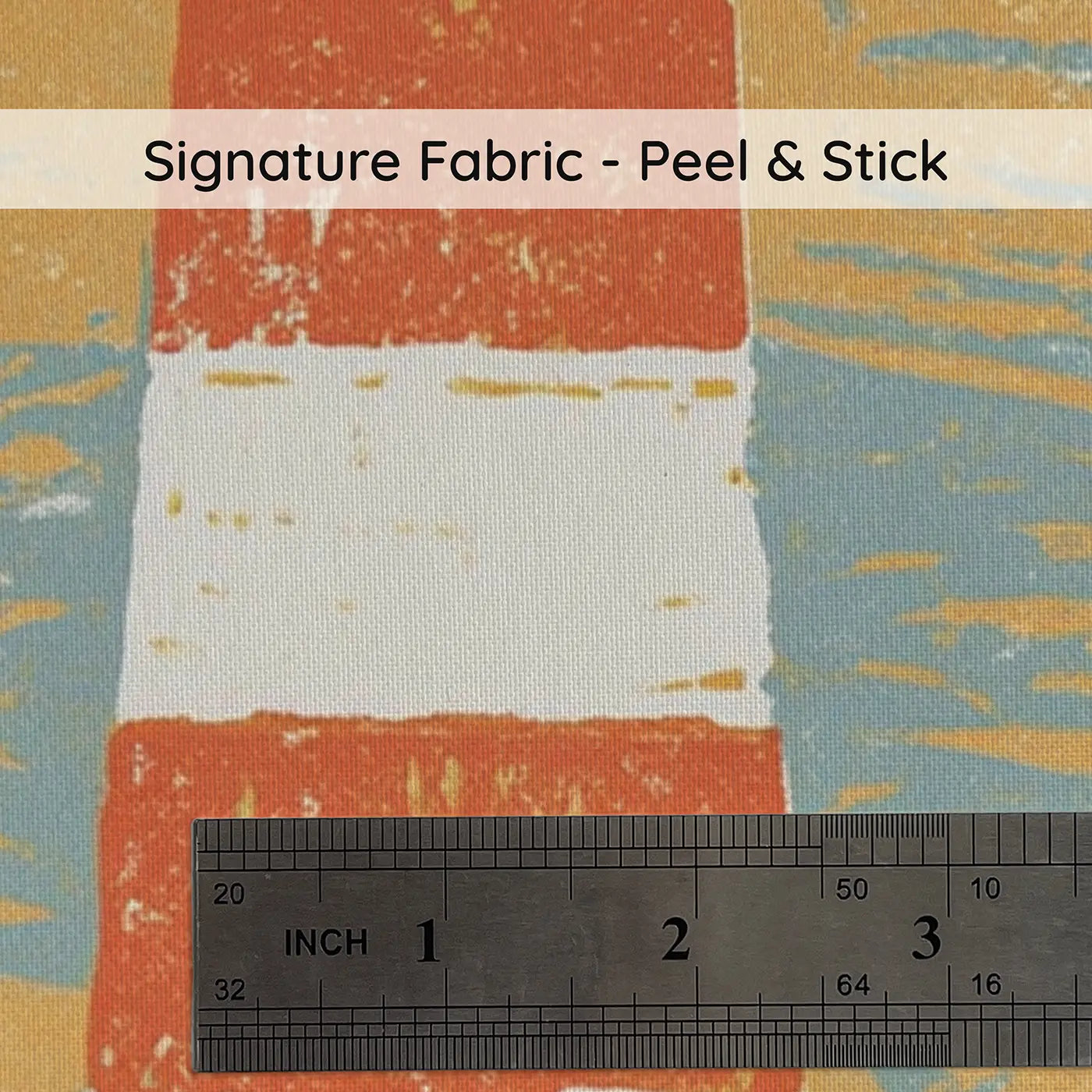 Fabric texture close-up of Block Print Lighthouse Cliff Wainscoting Wallpaper by Whimsy Tots