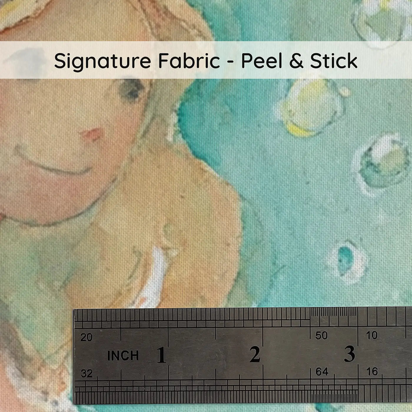 Fabric texture close-up of Mermaid Coral Garden Swim Wainscoting Wallpaper by Whimsy Tots