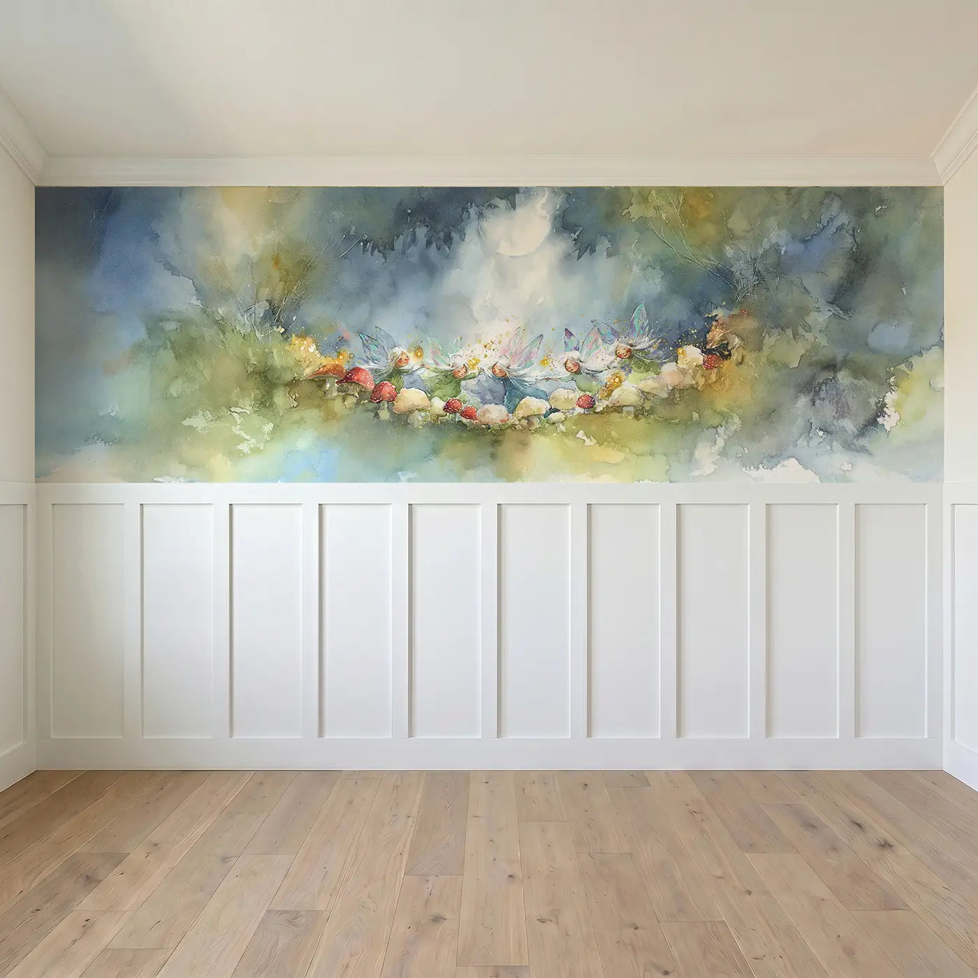 Full panel view of Fairy Ring Moonlit Glen Wainscoting Wallpaper by Whimsy Tots