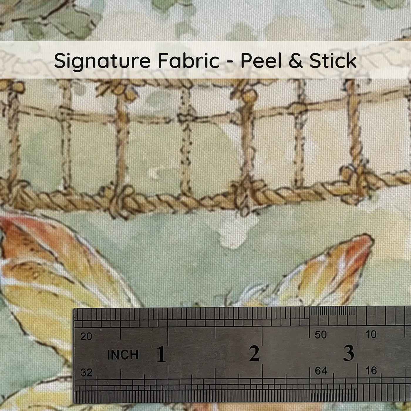Fabric texture close-up of Fairy Treehouse Village Wainscoting Wallpaper by Whimsy Tots