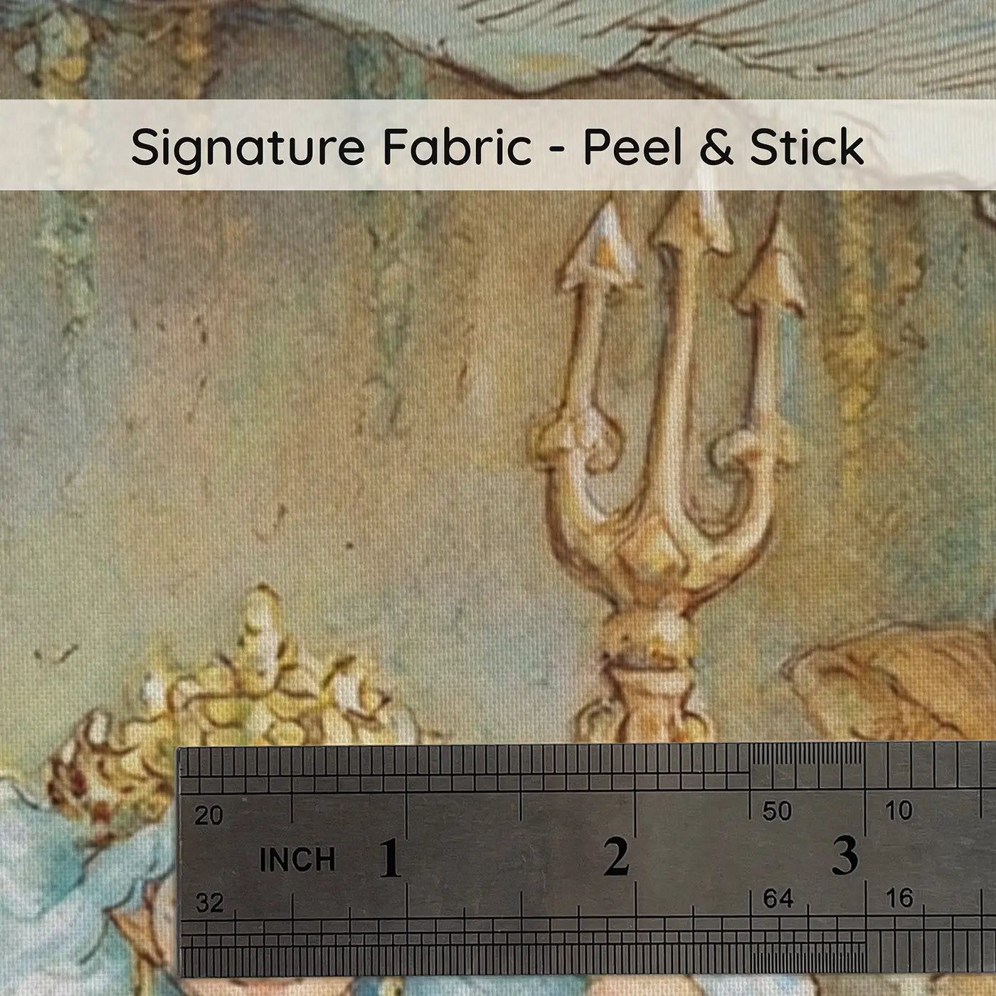 Fabric texture close-up of Mermaid Shell Palace Gate Wainscoting Wallpaper by Whimsy Tots