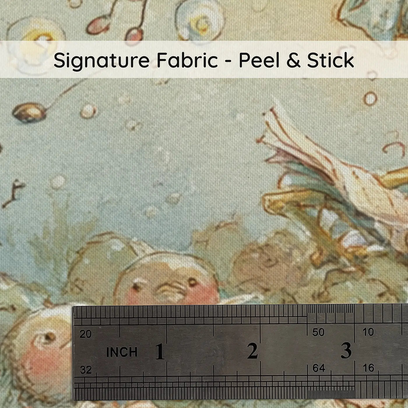Fabric texture close-up of Mermaid Music Sea Concert Wainscoting Wallpaper by Whimsy Tots