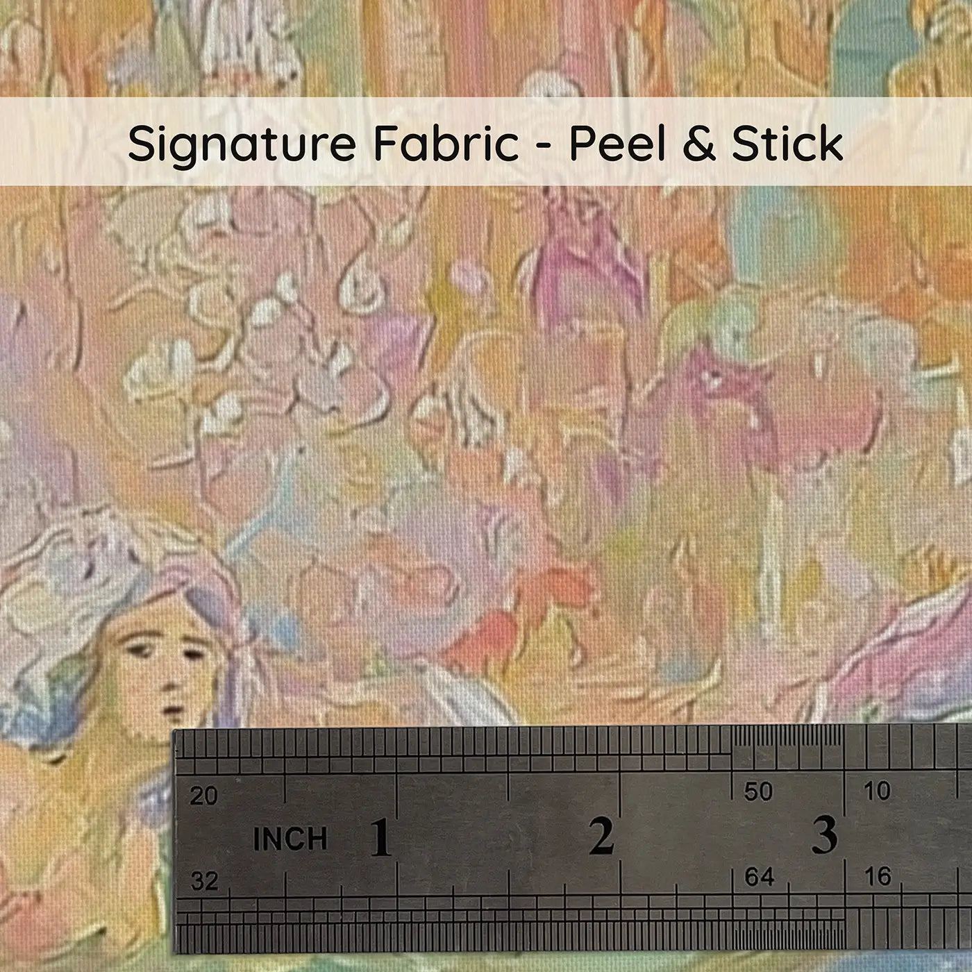 Fabric texture close-up of Underwater Mermaid City Wainscoting Wallpaper by Whimsy Tots