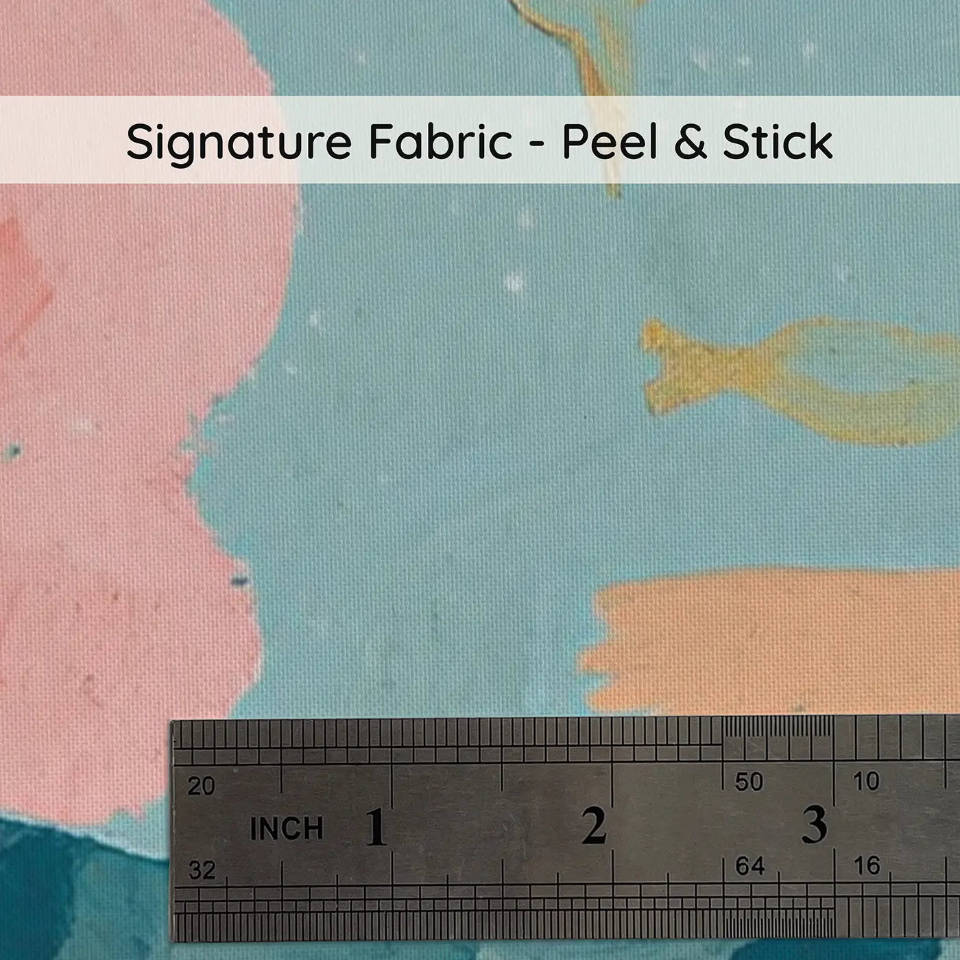 Fabric texture close-up of Graphic Mermaid Ocean Wainscoting Wallpaper by Whimsy Tots