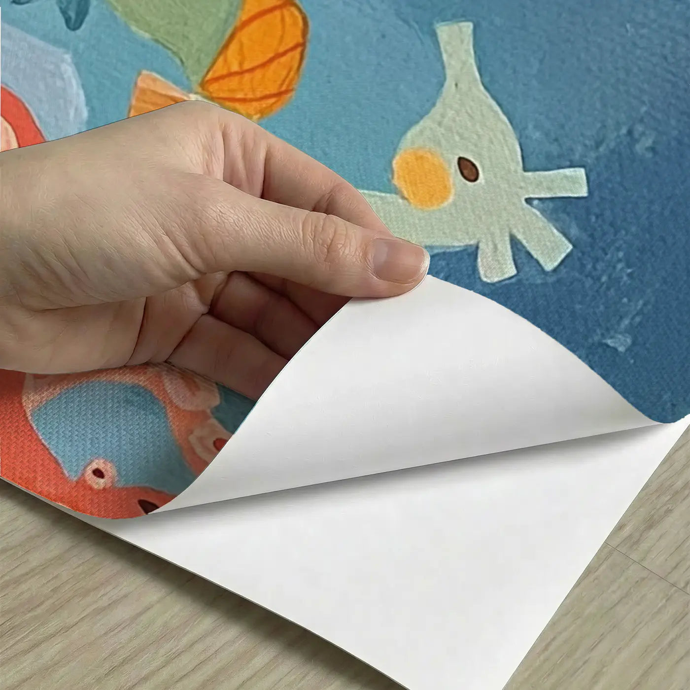 Peel-and-stick detail of Bold Sea Creature Parade Wainscoting Wallpaper by Whimsy Tots