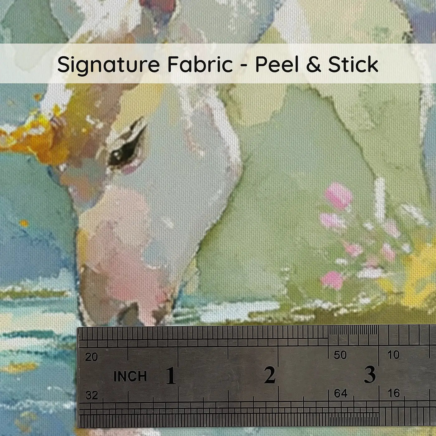 Fabric texture close-up of Unicorn Forest Stream Wainscoting Wallpaper by Whimsy Tots