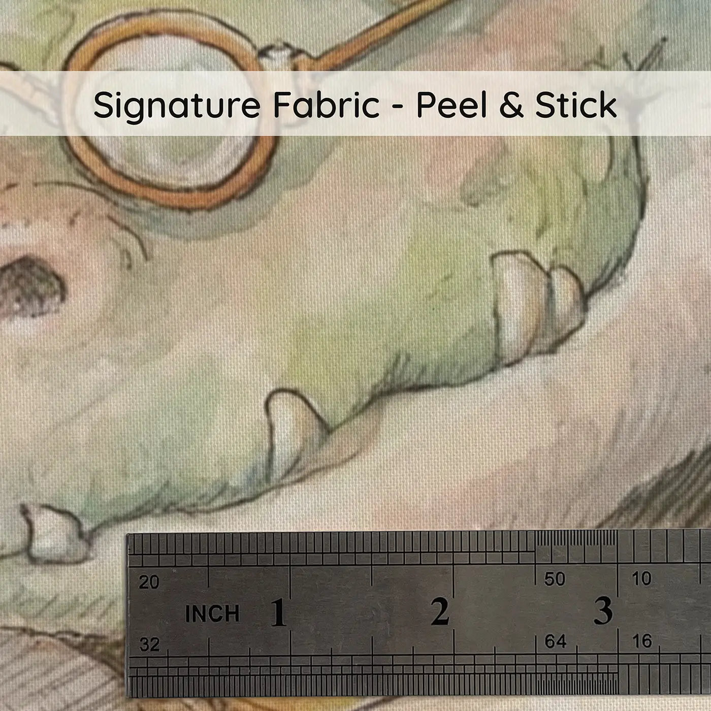 Fabric texture close-up of Dragon Treasure Library Wainscoting Wallpaper by Whimsy Tots