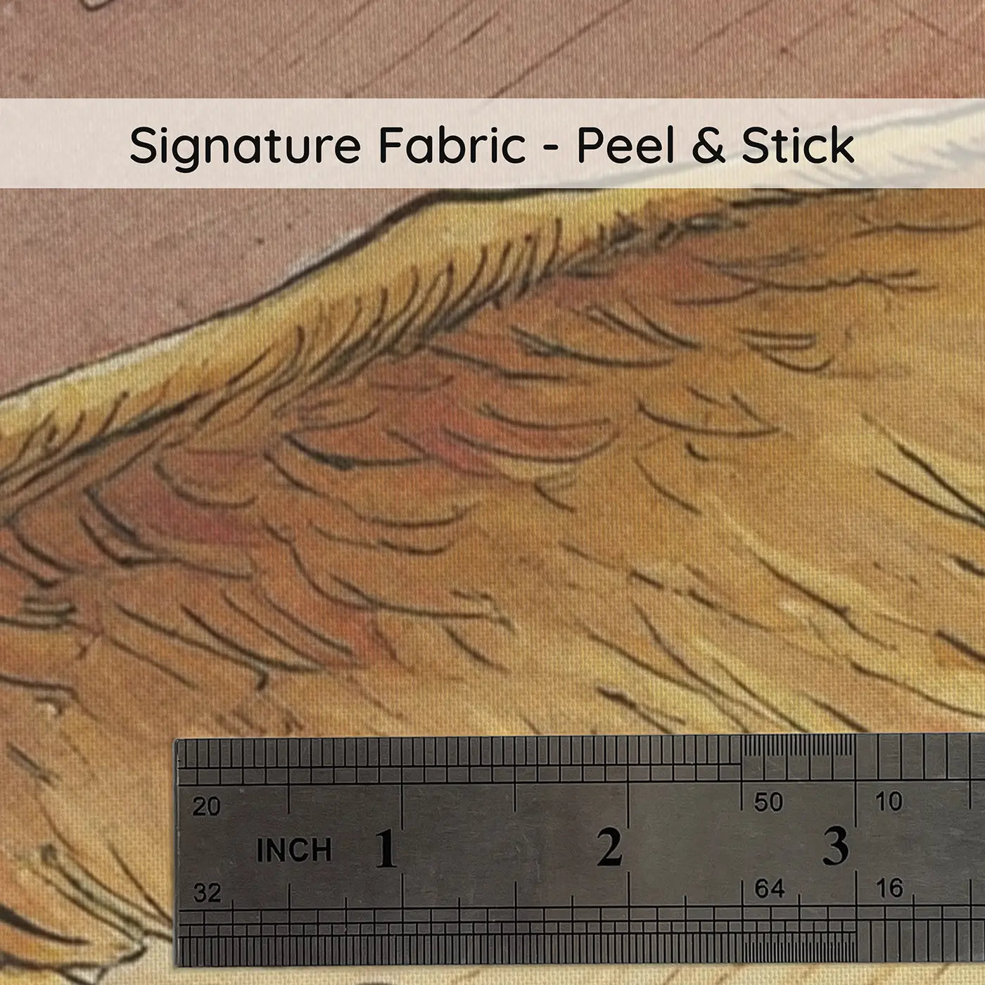 Fabric texture close-up of Phoenix Rising Dawn Sky Wainscoting Wallpaper by Whimsy Tots