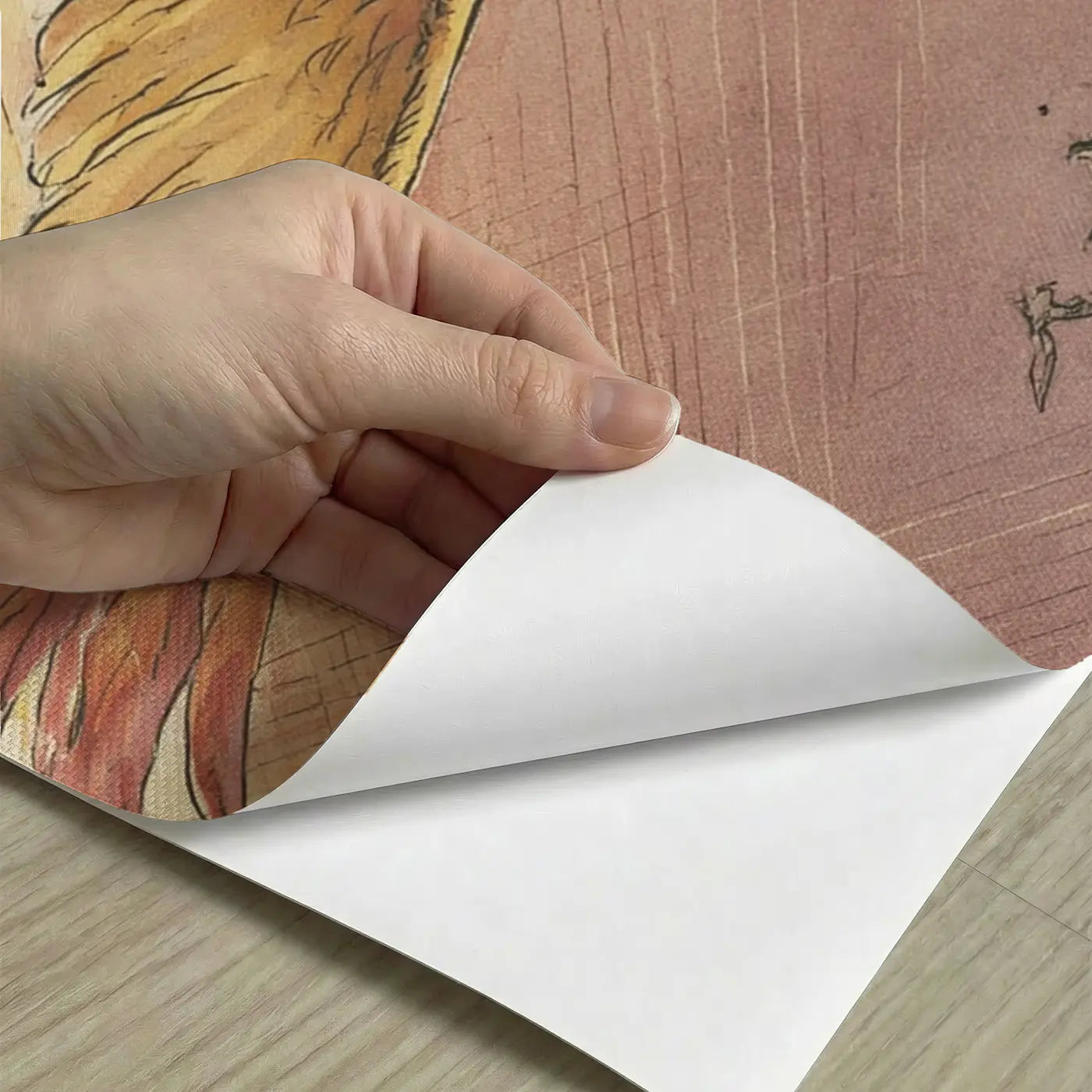 Peel-and-stick detail of Phoenix Rising Dawn Sky Wainscoting Wallpaper by Whimsy Tots