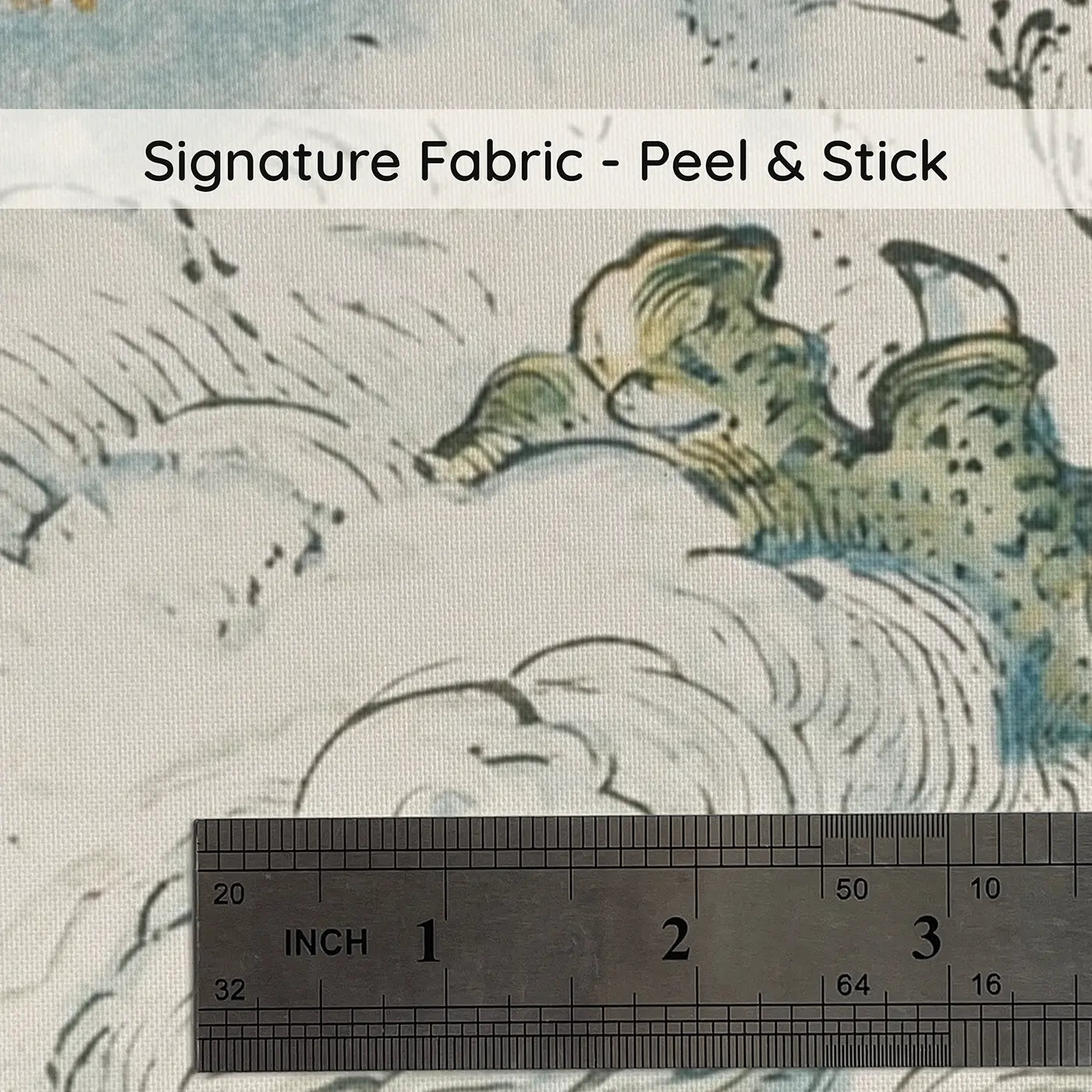 Fabric texture close-up of Dragon Cloud Celestial Toile Wainscoting Wallpaper by Whimsy Tots
