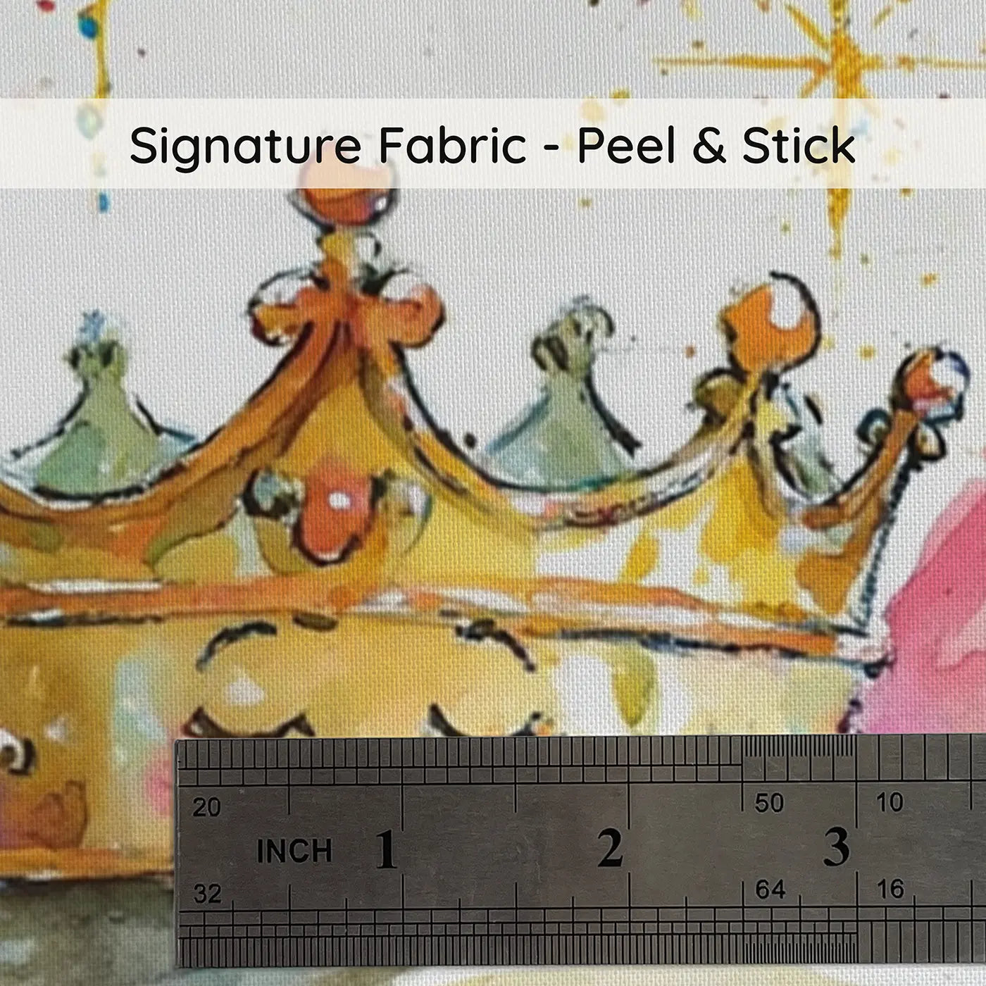 Fabric texture close-up of Enchanted Garden Crown Wainscoting Wallpaper by Whimsy Tots