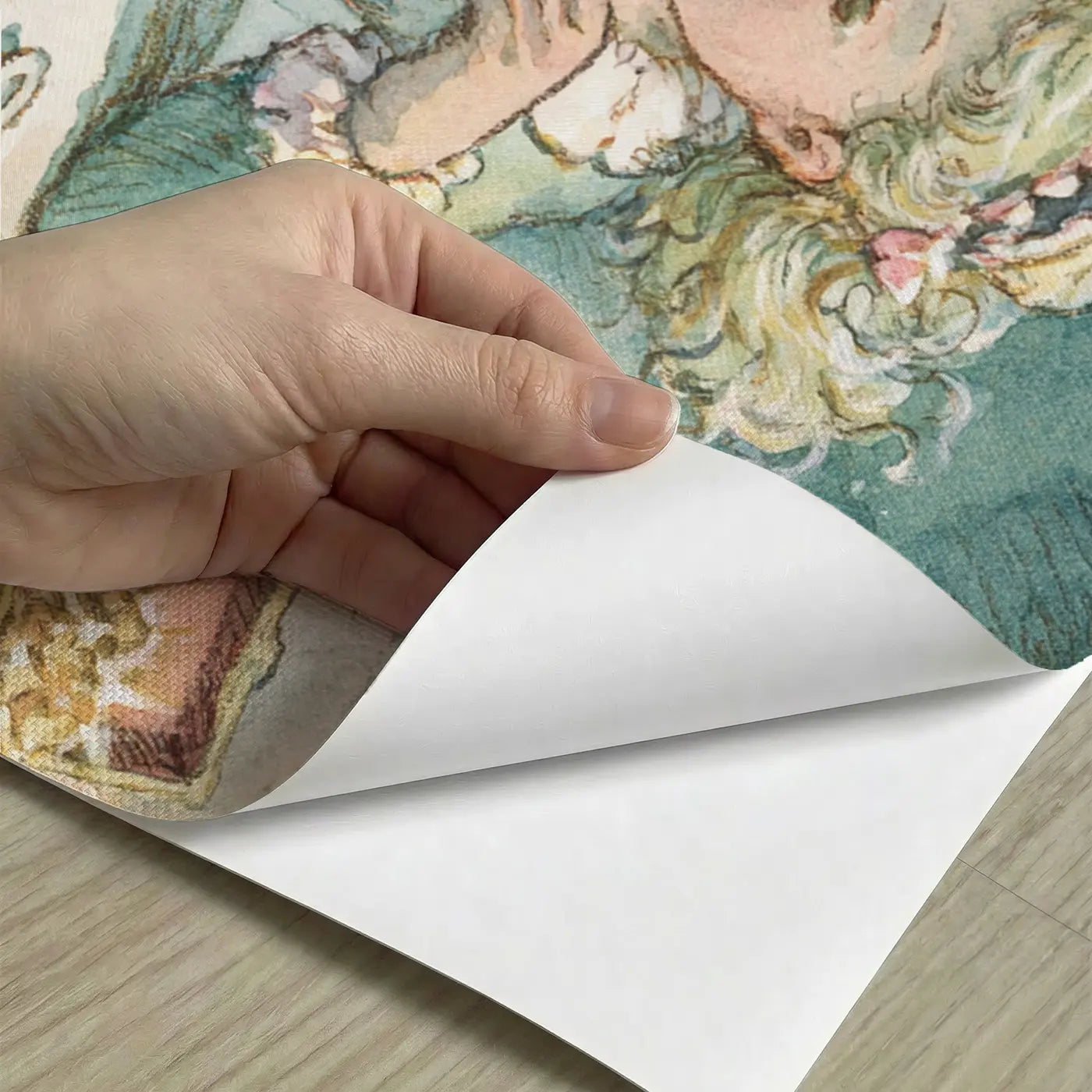 Peel-and-stick detail of Mermaid Shell Bracelet Craft Wainscoting Wallpaper by Whimsy Tots