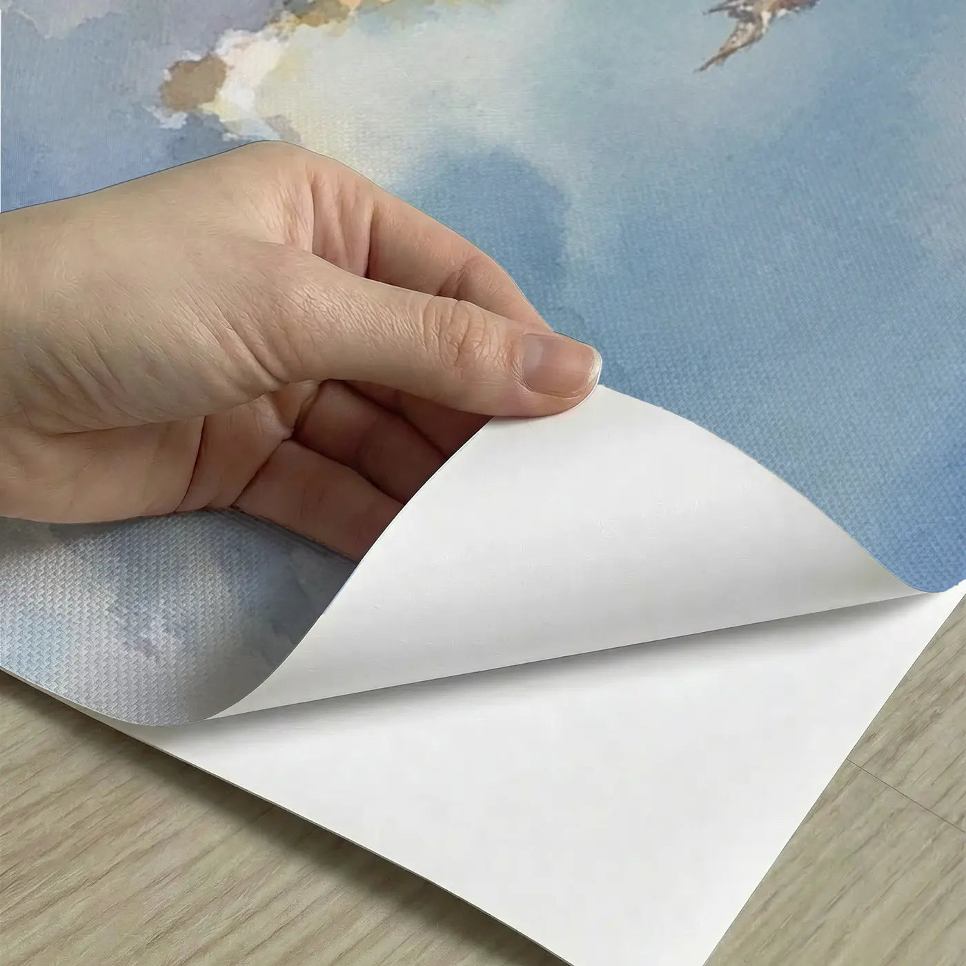 Peel-and-stick detail of Cloud Formation Flight Sky Wainscoting Wallpaper by Whimsy Tots