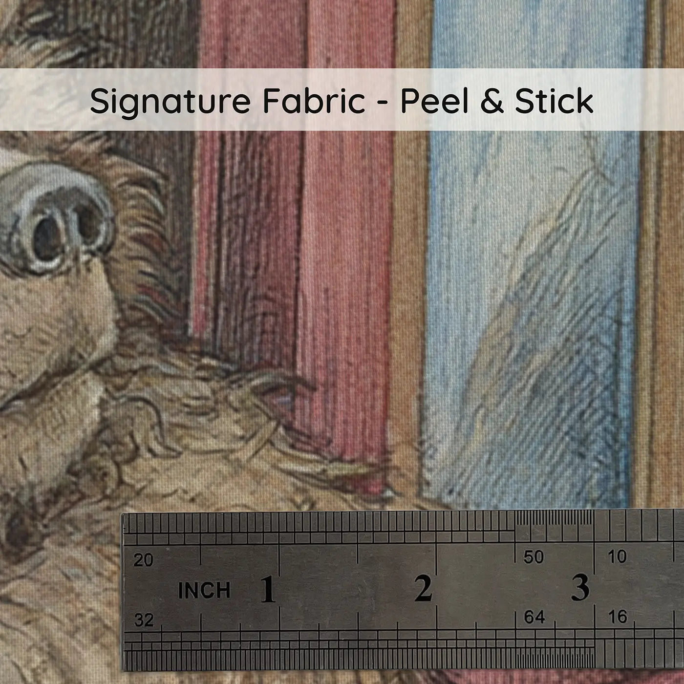 Fabric texture close-up of Bear Train Conductor Journey Wainscoting Wallpaper by Whimsy Tots