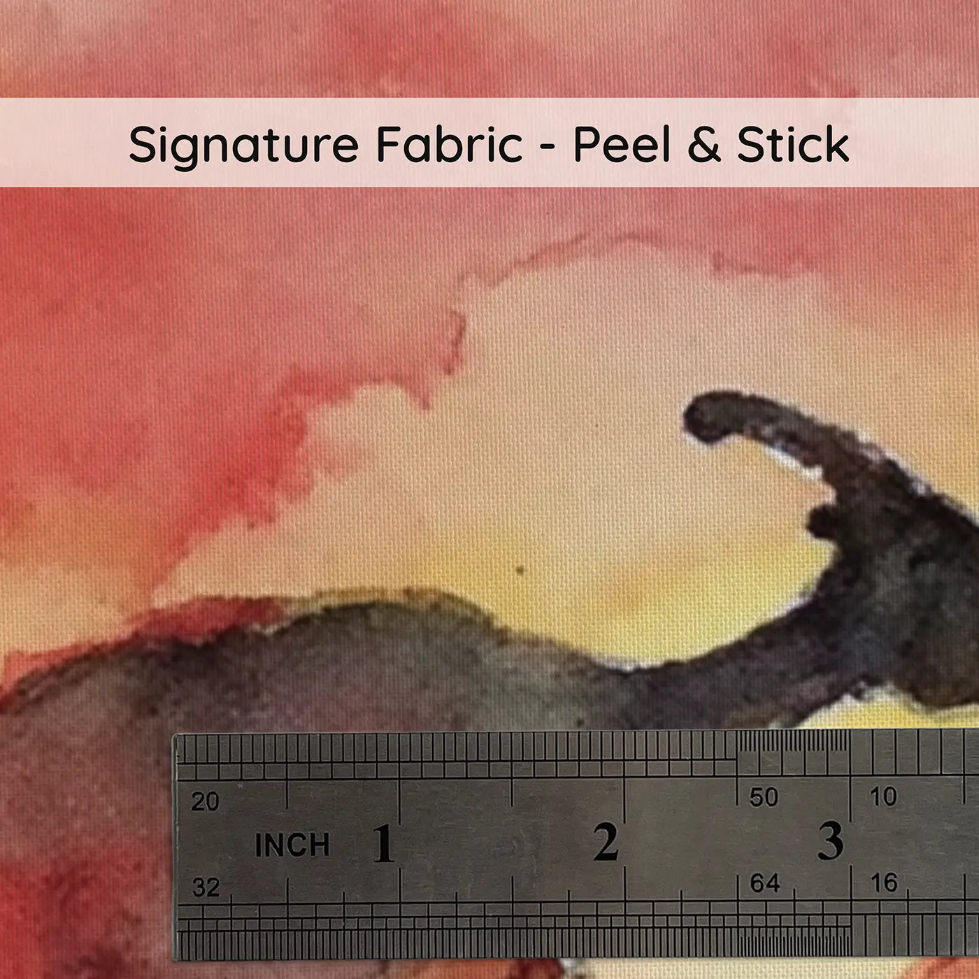 Fabric texture close-up of Parasaurolophus Sunset Herd Wainscoting Wallpaper by Whimsy Tots