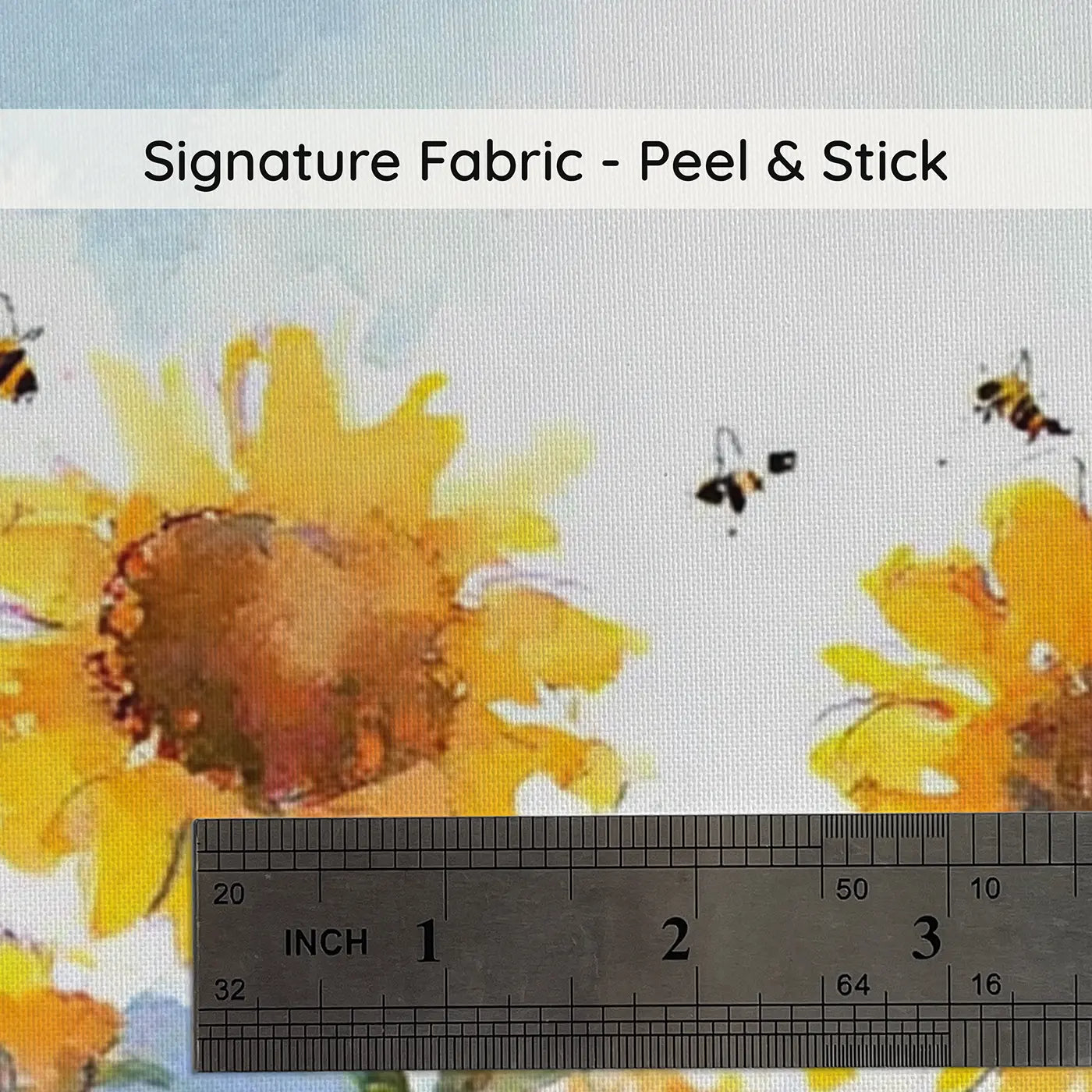 Fabric texture close-up of Sunflower Field Farm Gate Wainscoting Wallpaper by Whimsy Tots