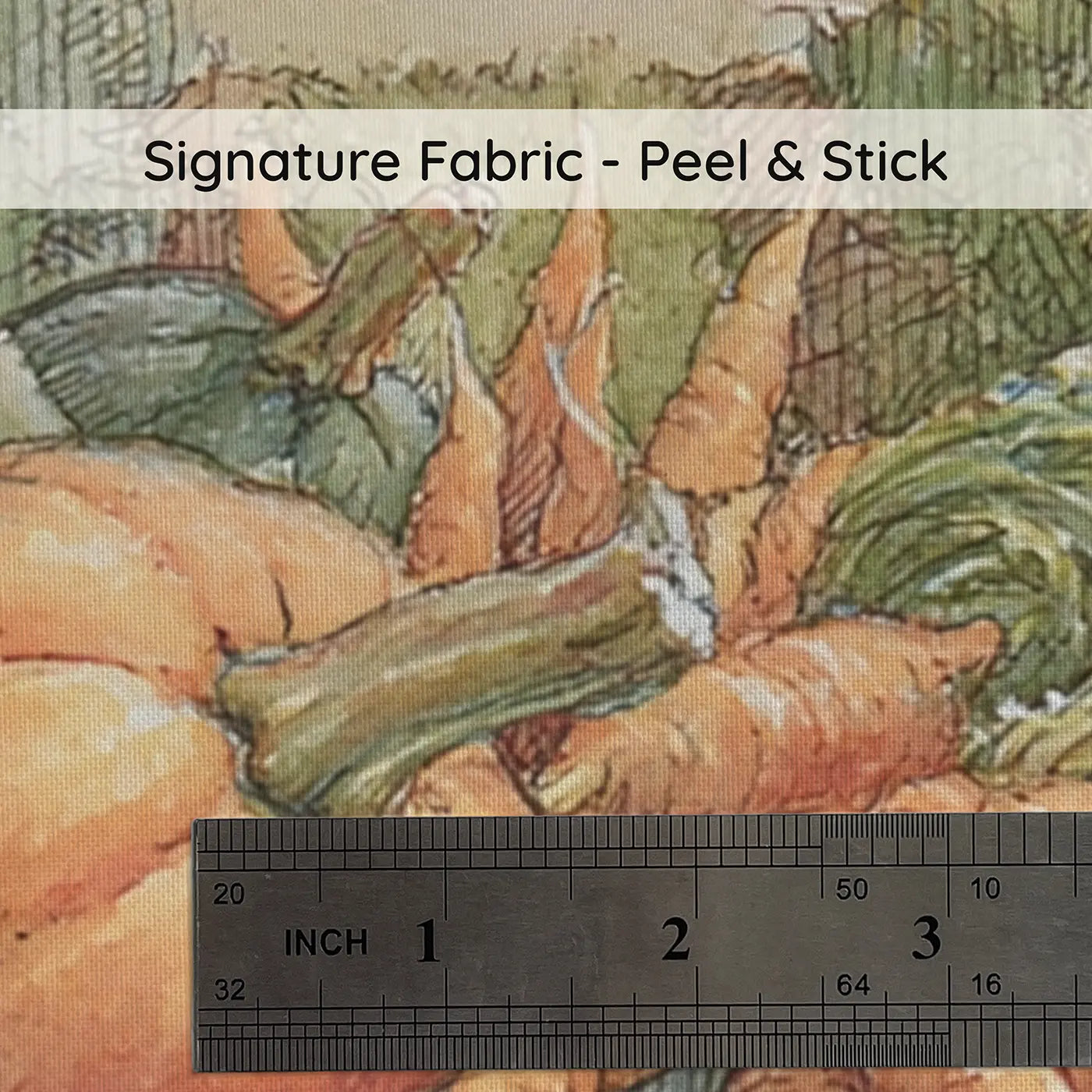 Fabric texture close-up of Pig Kitchen Garden Harvest Wainscoting Wallpaper by Whimsy Tots