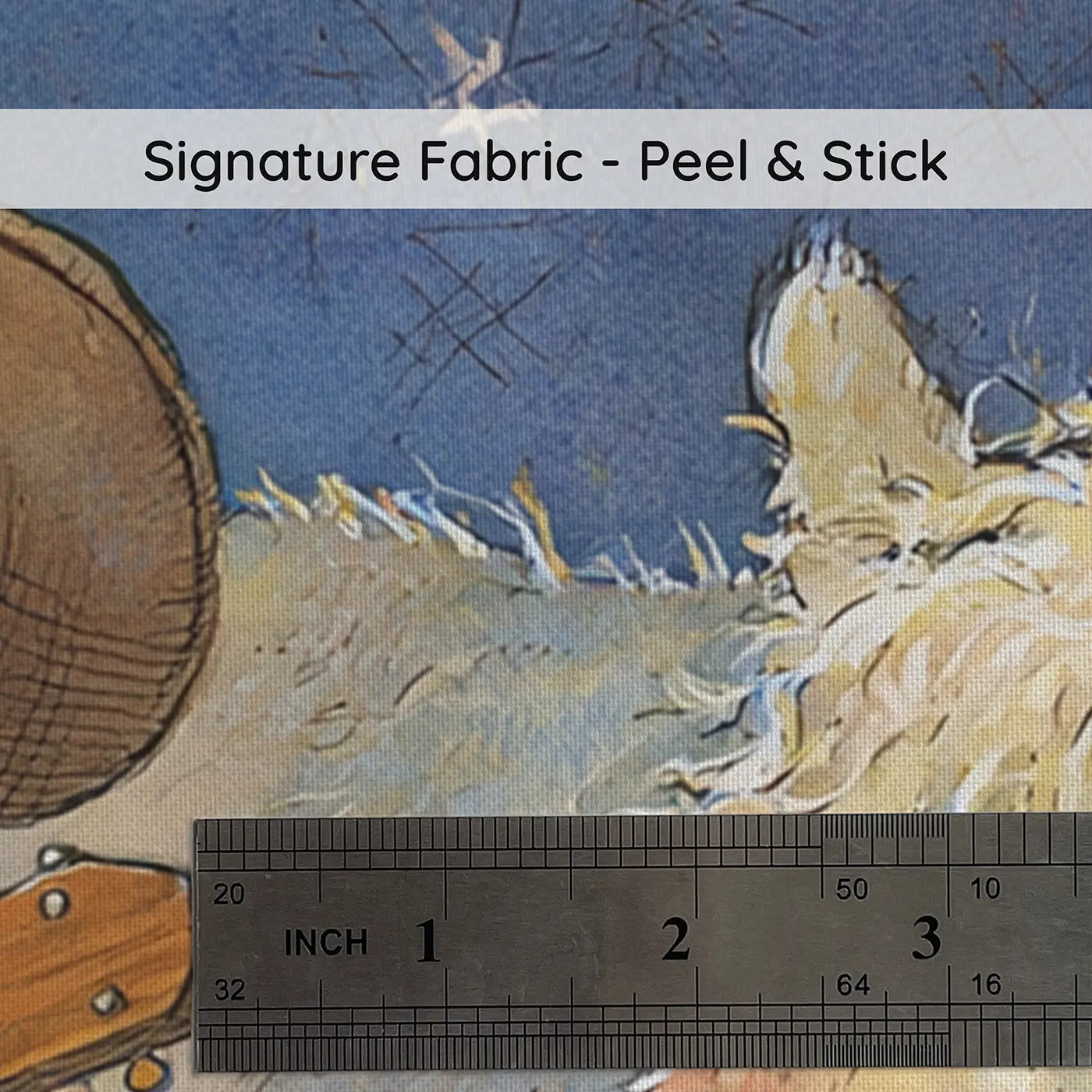Fabric texture close-up of Cowboy Mouse Campfire Night Wainscoting Wallpaper by Whimsy Tots