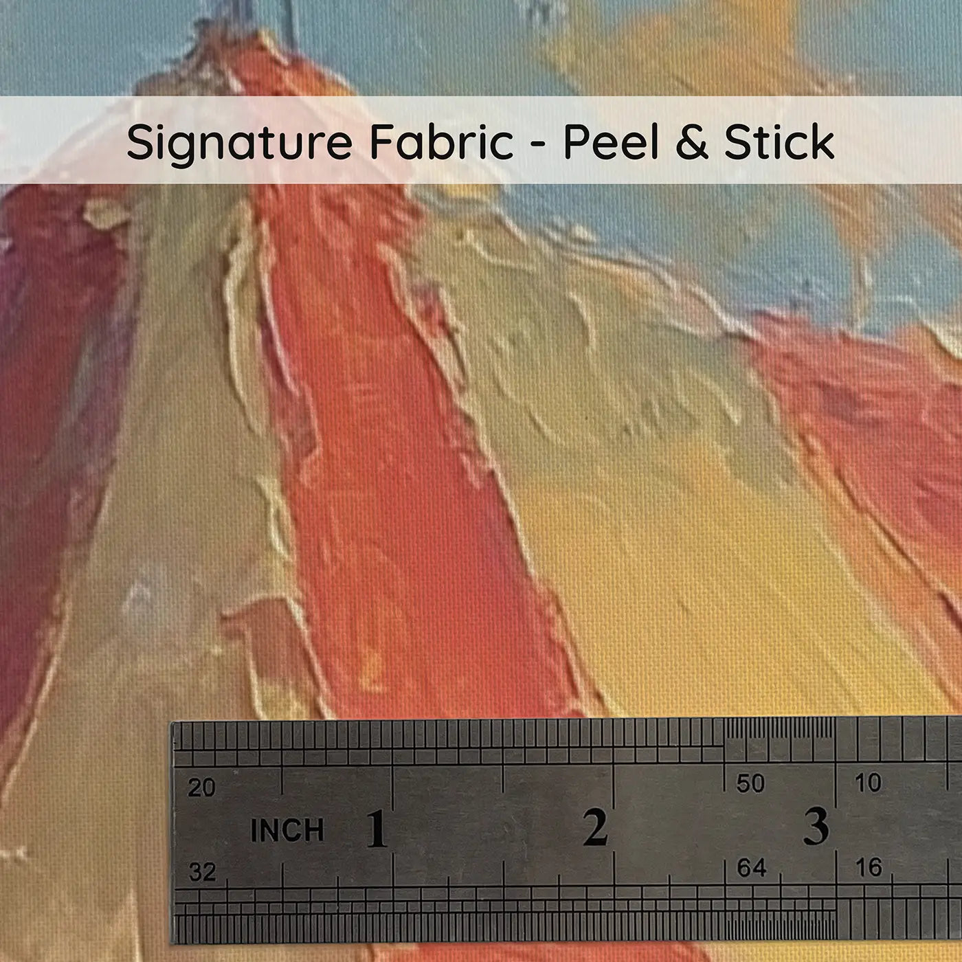 Fabric texture close-up of Big Top Sunset Drama Oil Wainscoting Wallpaper by Whimsy Tots