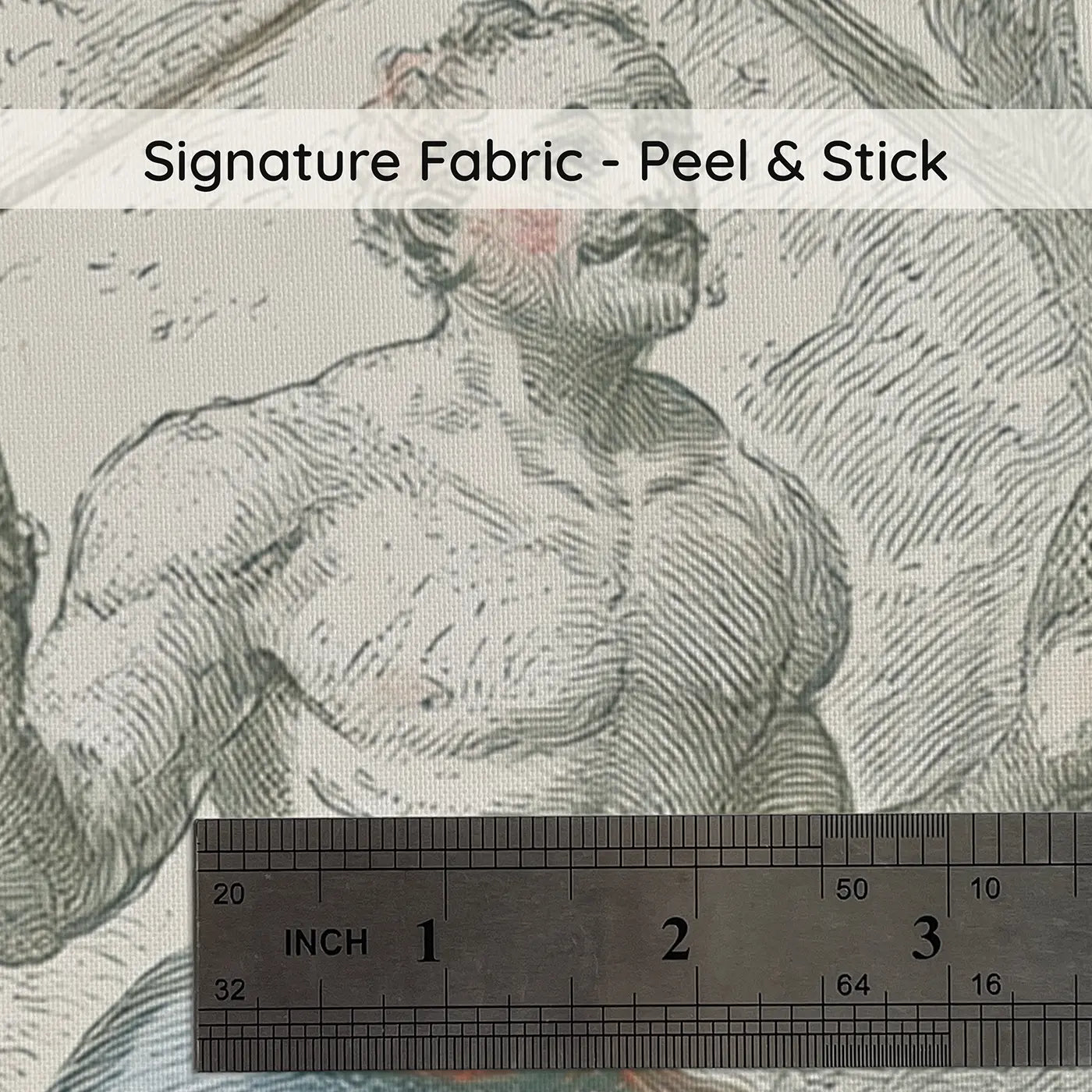 Fabric texture close-up of Circus Performer Toile Scene Wainscoting Wallpaper by Whimsy Tots