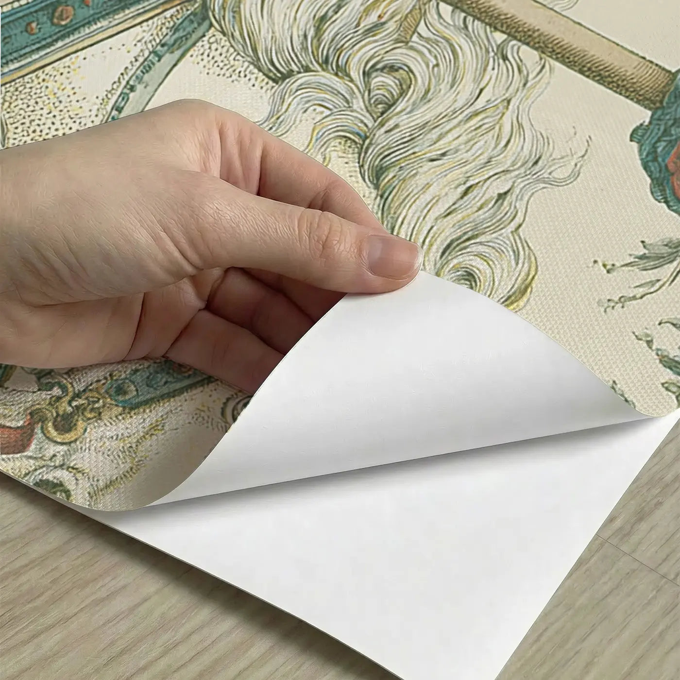 Peel-and-stick detail of Carousel Horse Ornate Toile Wainscoting Wallpaper by Whimsy Tots