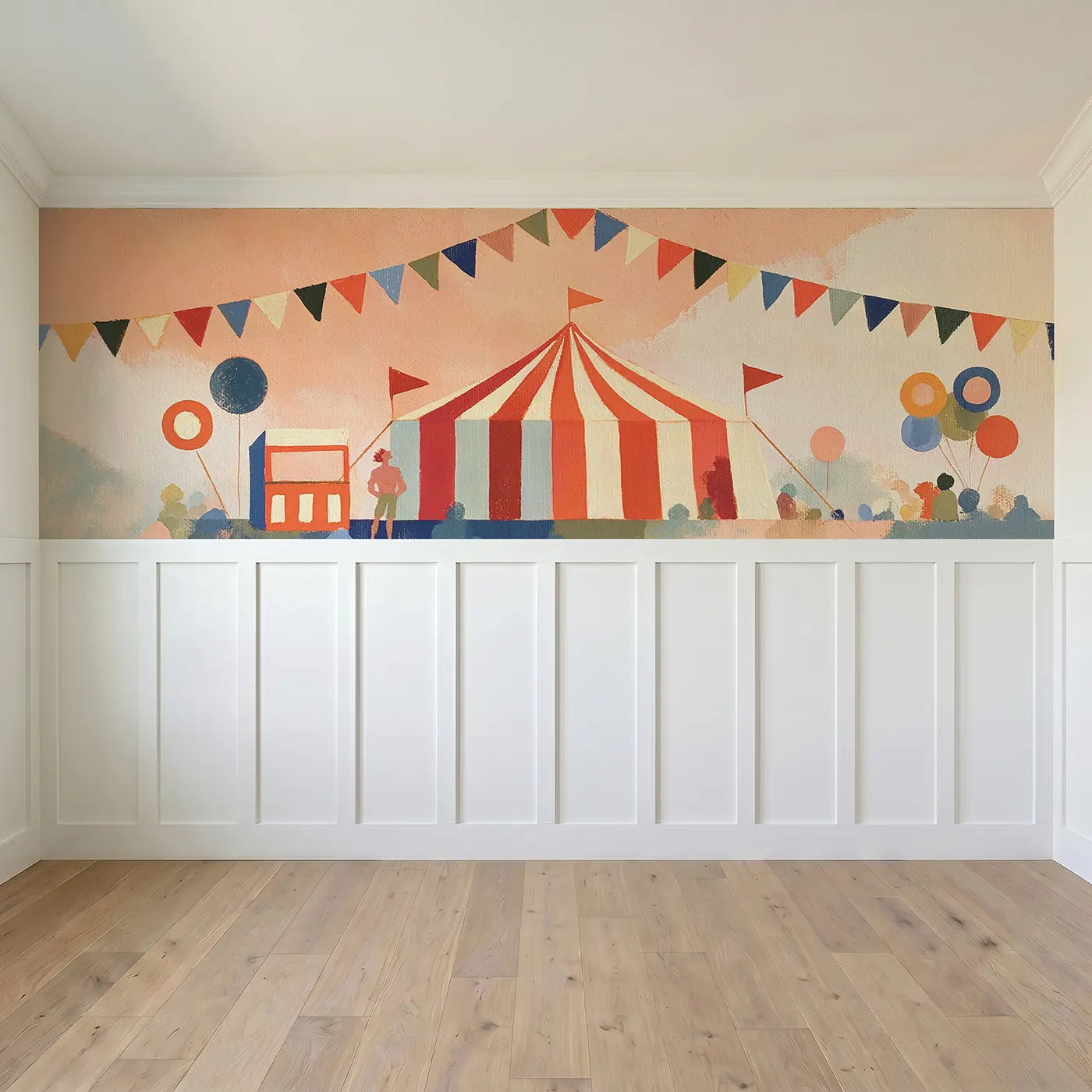 Full panel view of Graphic Circus Tent Fun Wainscoting Wallpaper by Whimsy Tots
