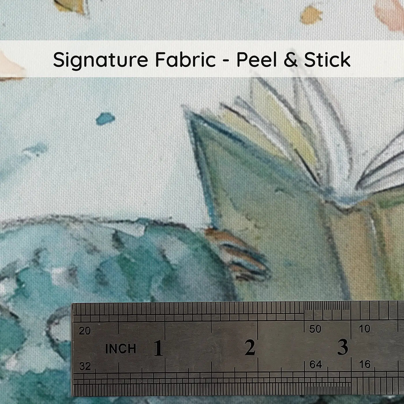 Fabric texture close-up of Mermaid Floating Garden Read Wainscoting Wallpaper by Whimsy Tots