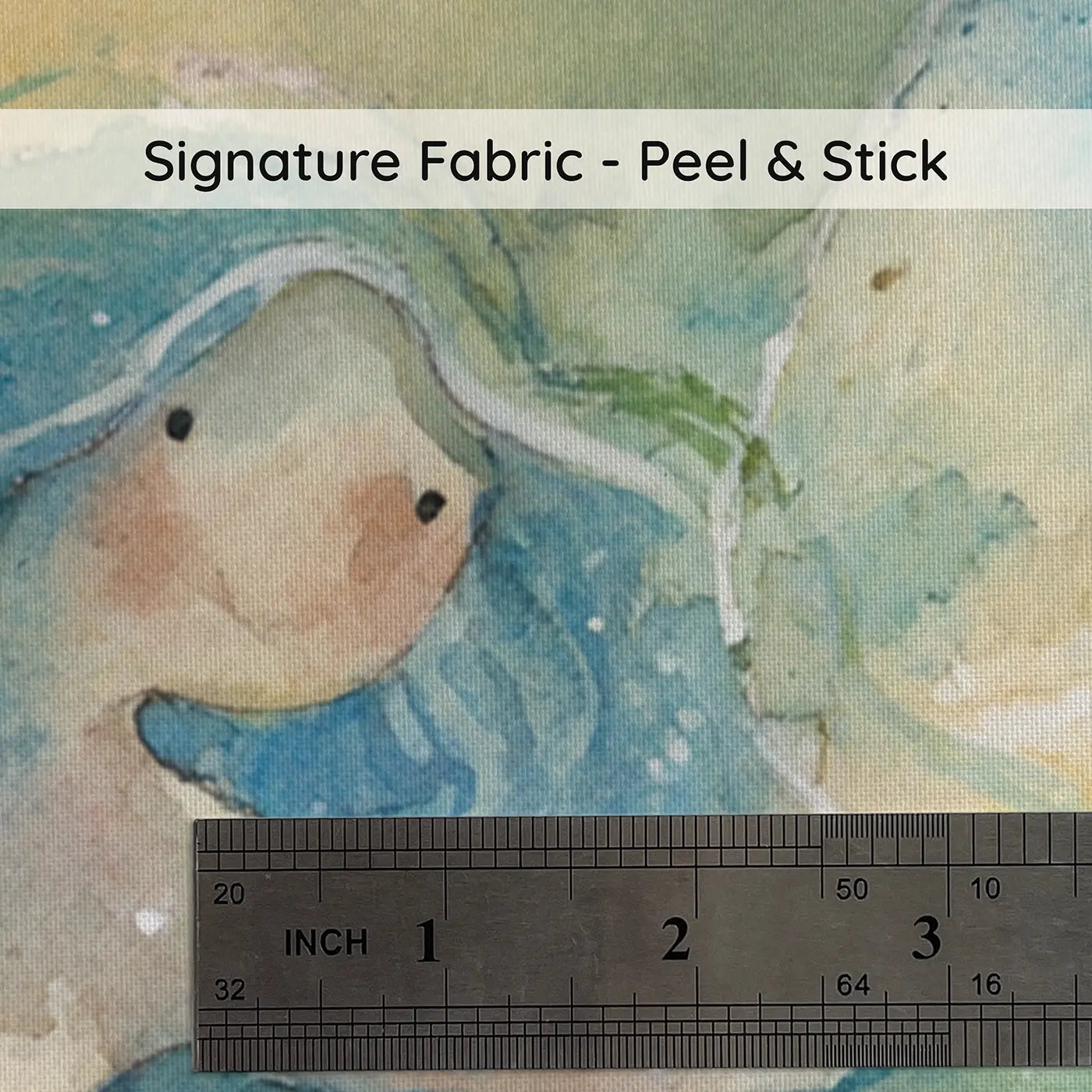Fabric texture close-up of Mermaid Jellyfish Lantern Walk Wainscoting Wallpaper by Whimsy Tots