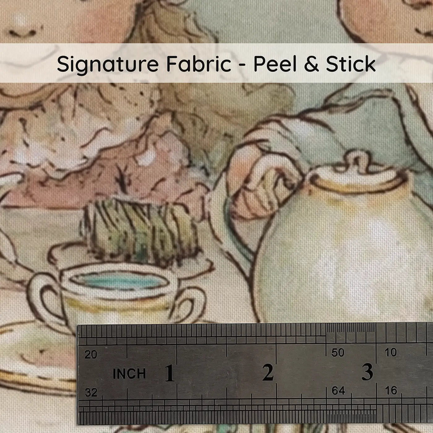 Fabric texture close-up of Mermaid Sea Garden Tea Party Wainscoting Wallpaper by Whimsy Tots