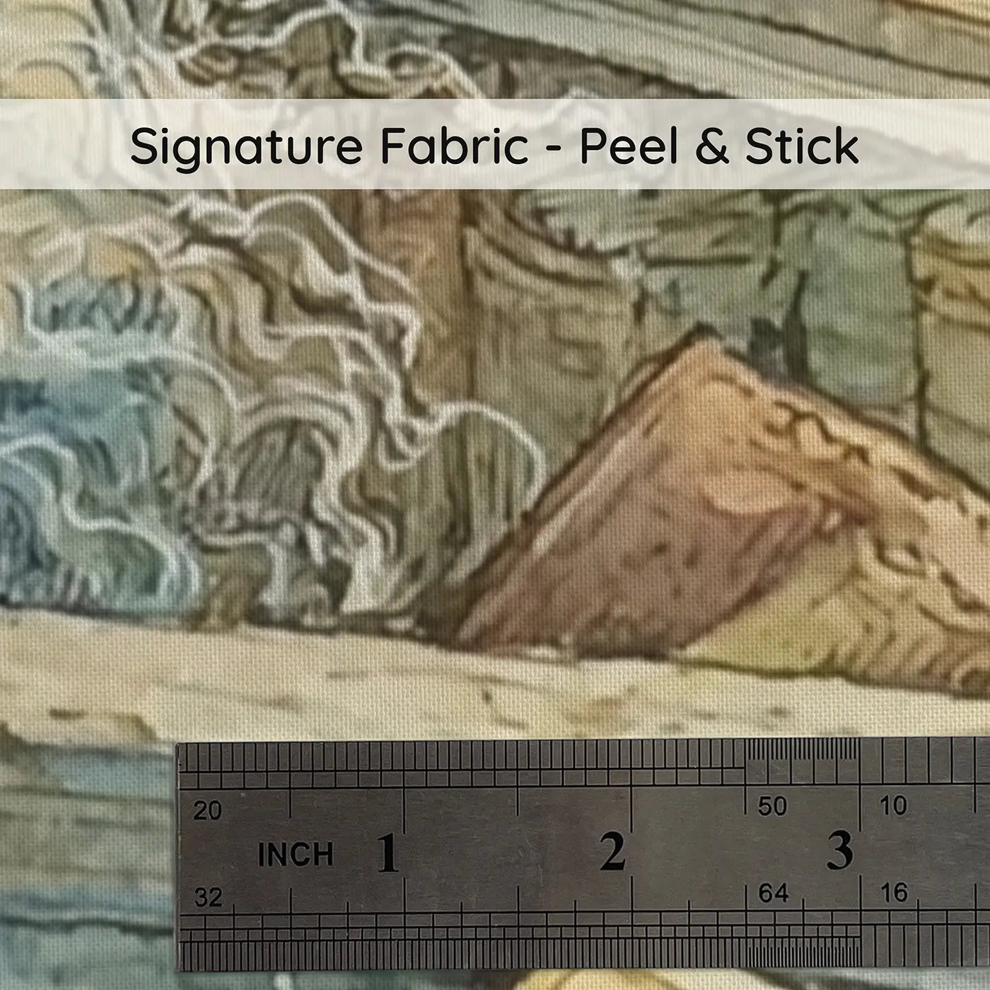 Fabric texture close-up of Mermaid Library Shipwreck Books Wainscoting Wallpaper by Whimsy Tots