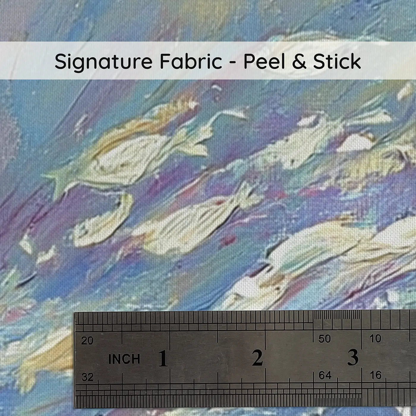 Fabric texture close-up of Mermaid Twilight Reef Glow Wainscoting Wallpaper by Whimsy Tots